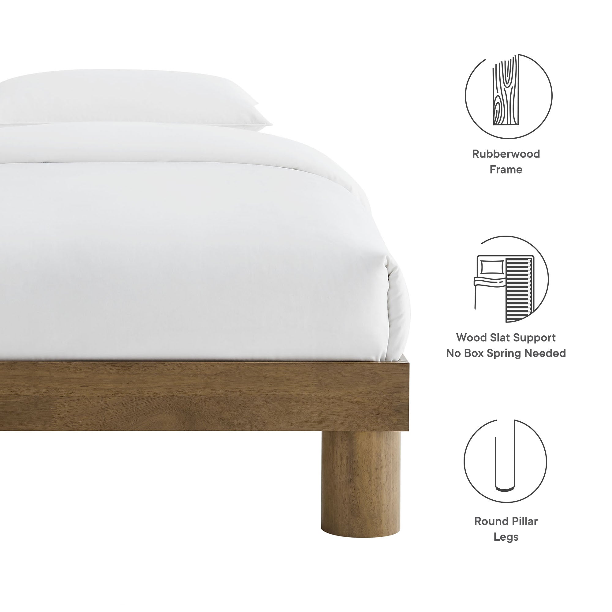Runa Wood Twin Platform Bed, French Oak