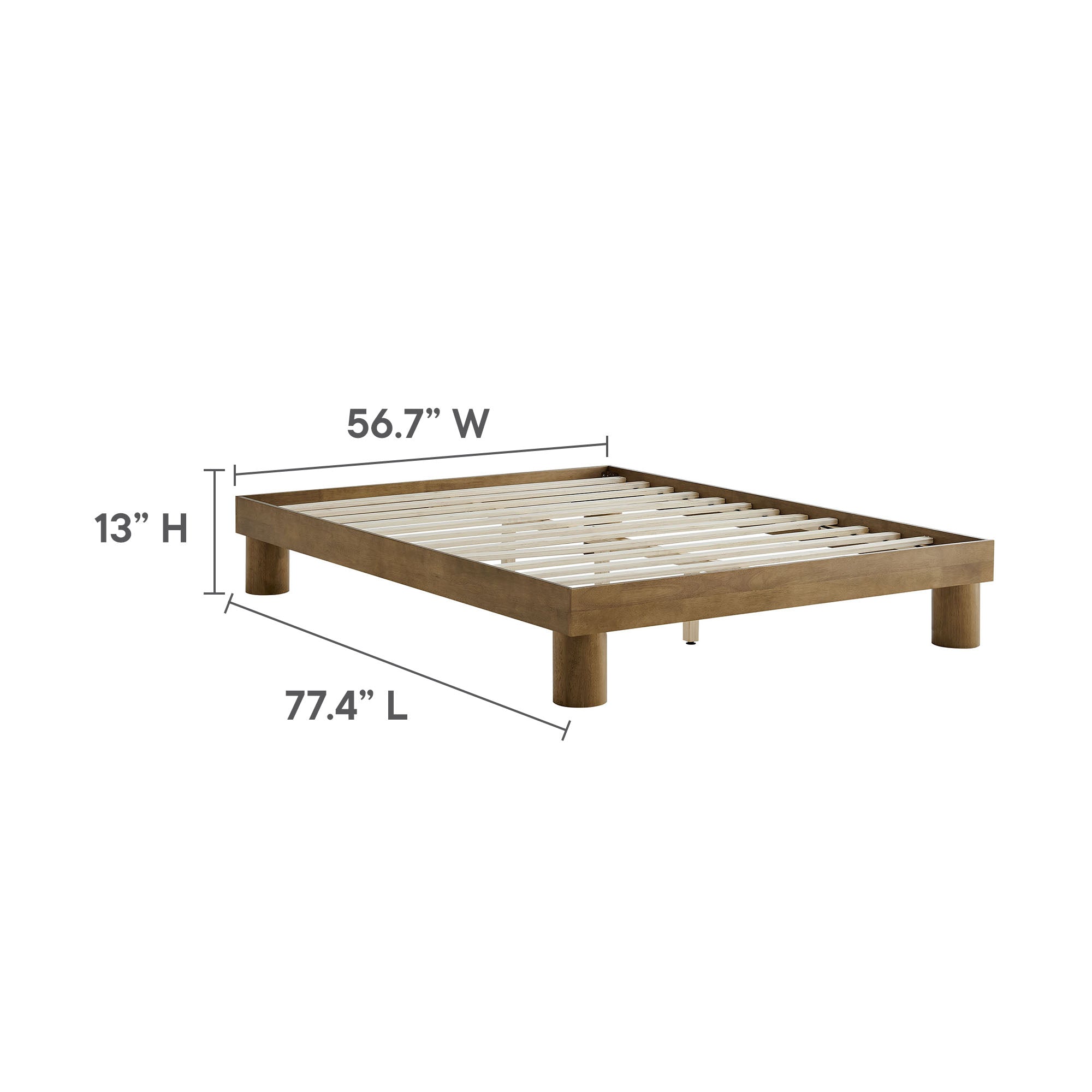 Runa Wood Full Platform Bed, French Oak