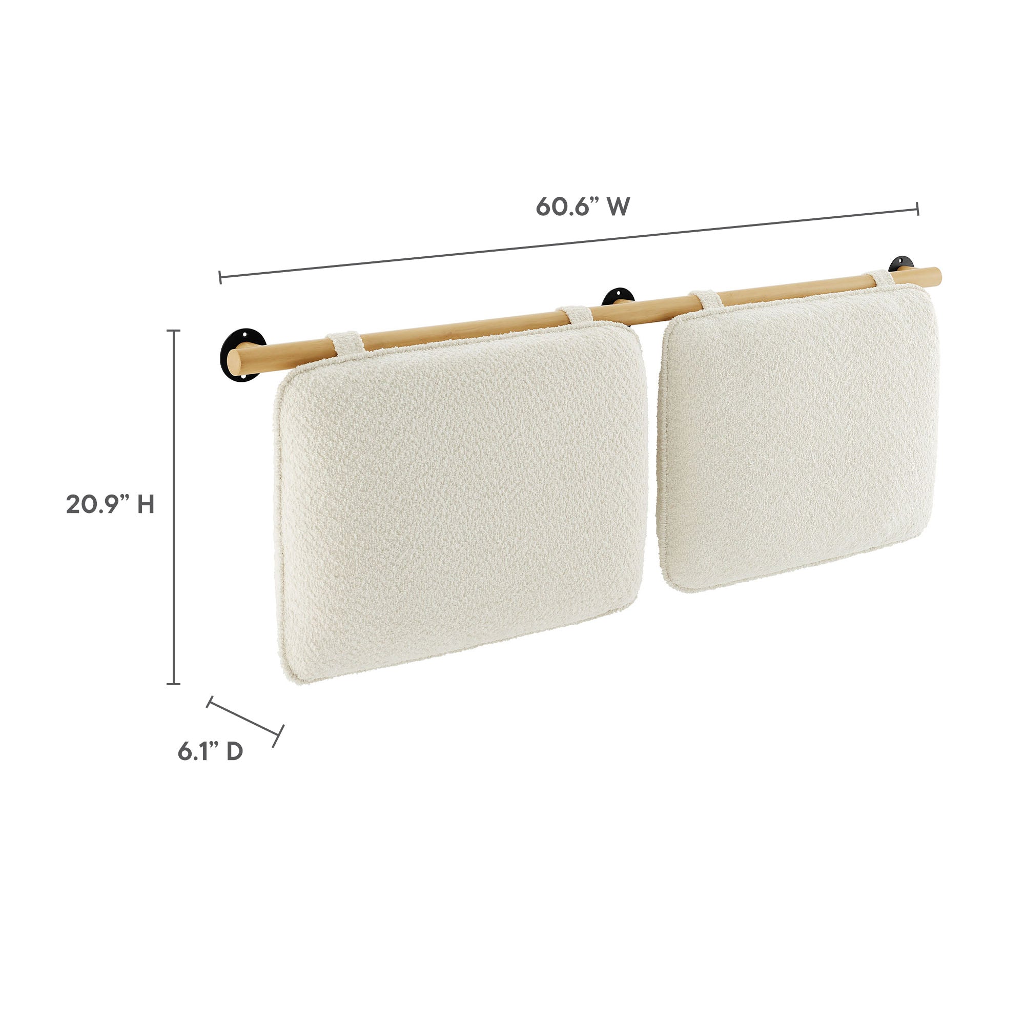 Anela Wall-Mounted Chenille Upholstered Queen Headboard, Cream Natural