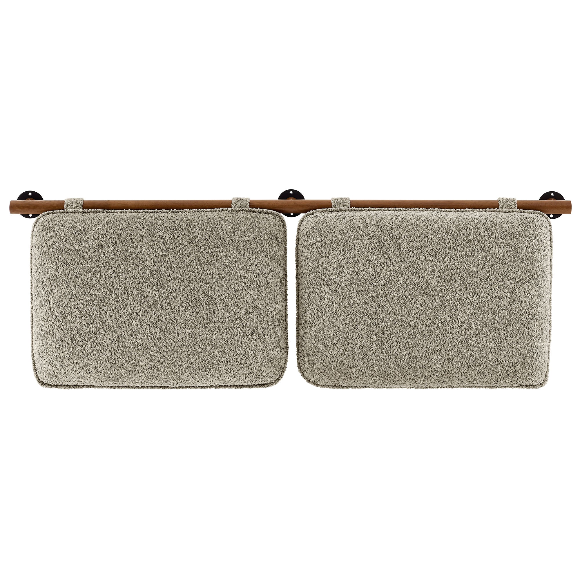Anela Wall-Mounted Chenille Upholstered Queen Headboard, Oatmeal Walnut