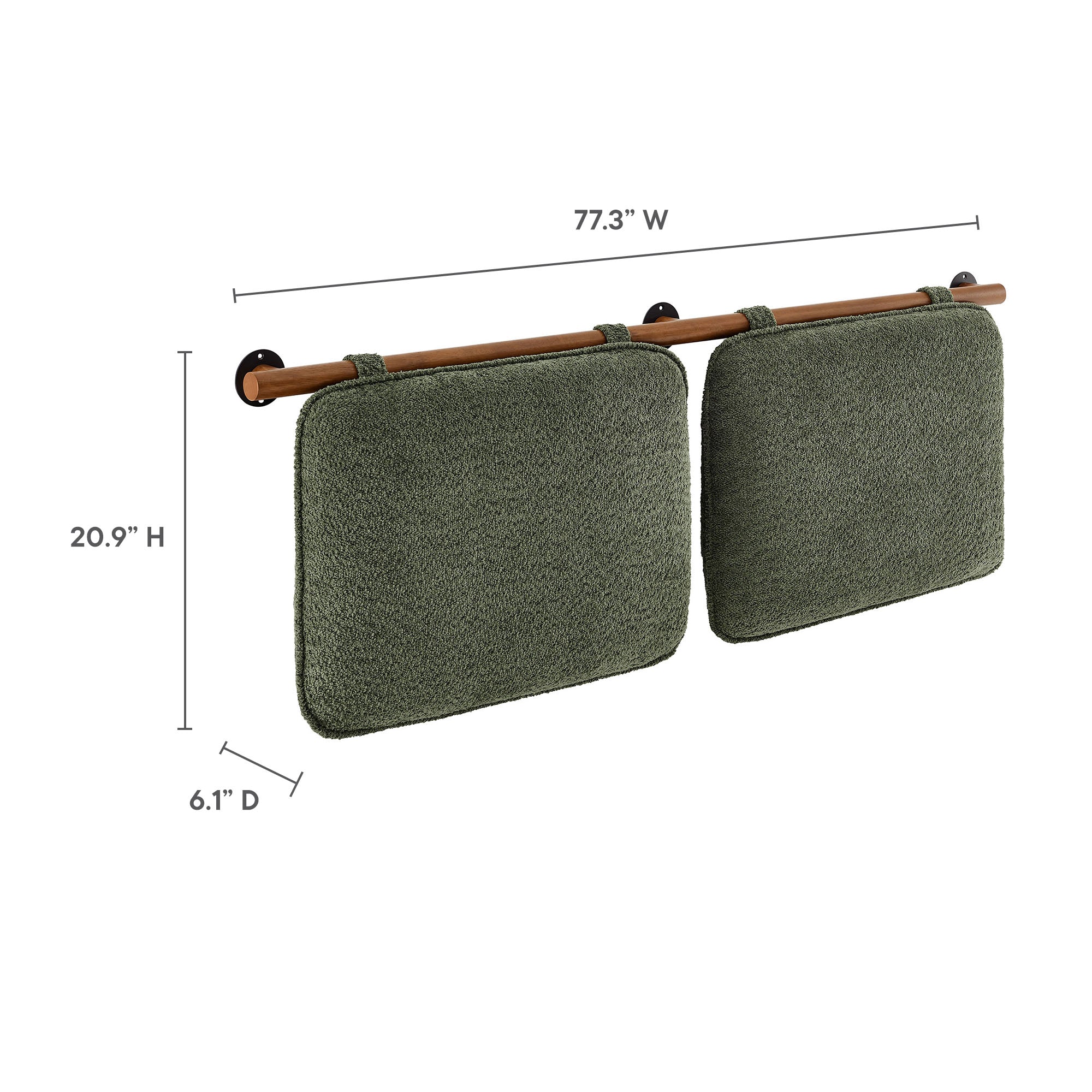 Anela Wall-Mounted Chenille Upholstered King Size Headboard, Sage Walnut