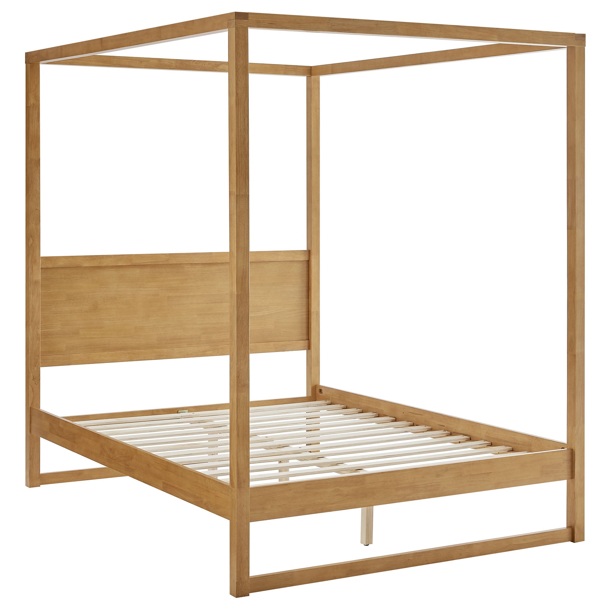 Alva Queen Wood Canopy Platform Bed, Oak