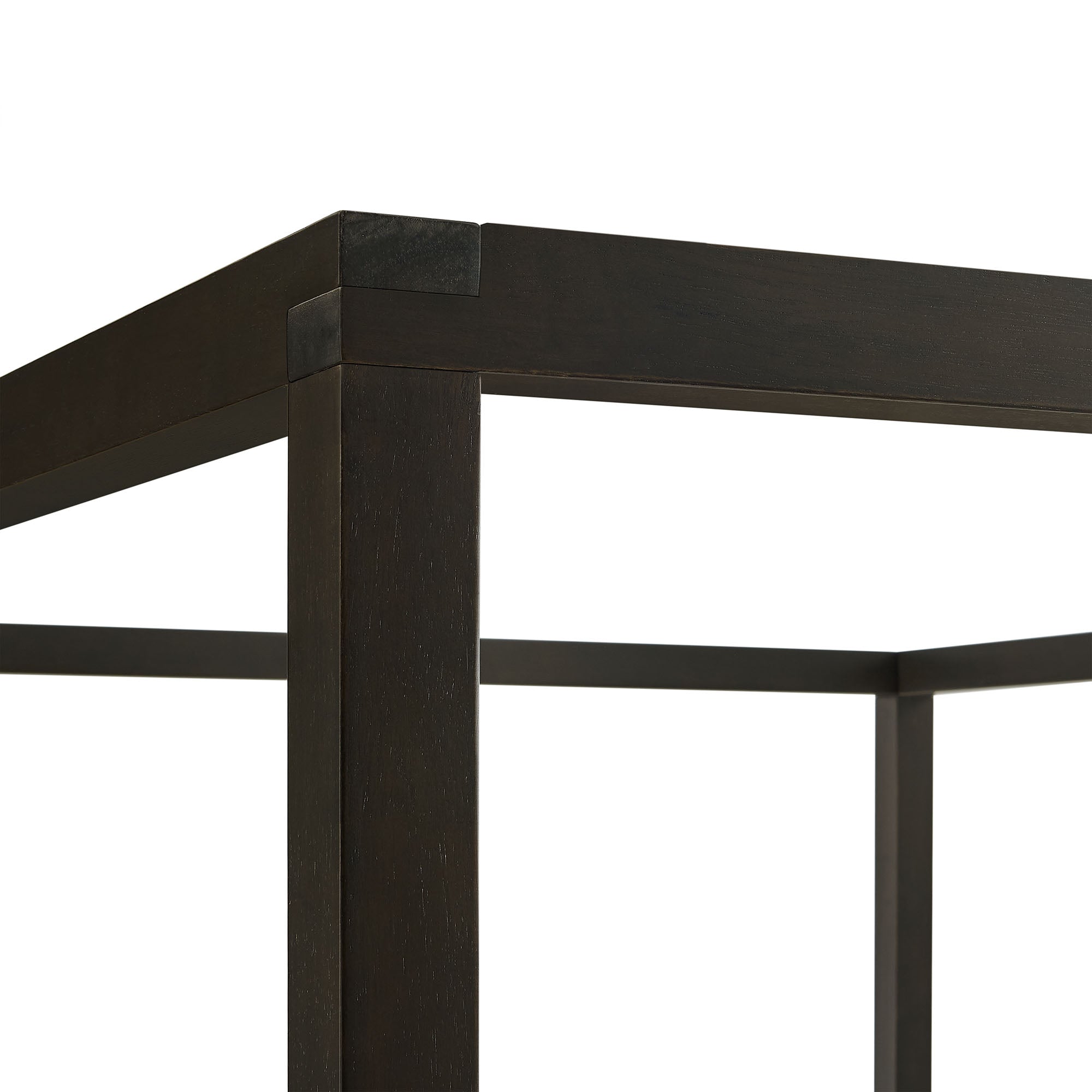 Alva King Wood Canopy Platform Bed, Smoked Oak