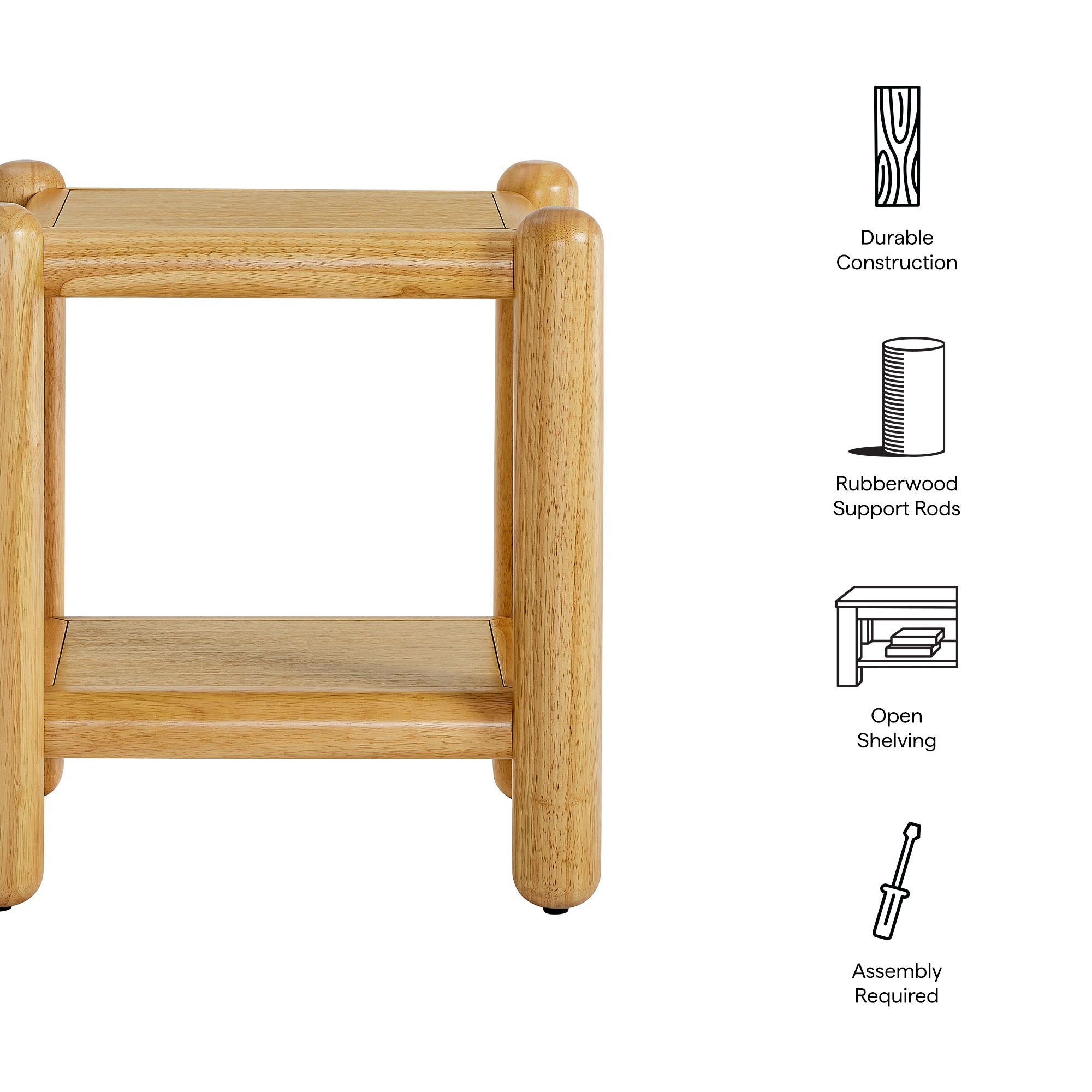 Arcus Rectangular 2-Tier Side Table, Oak