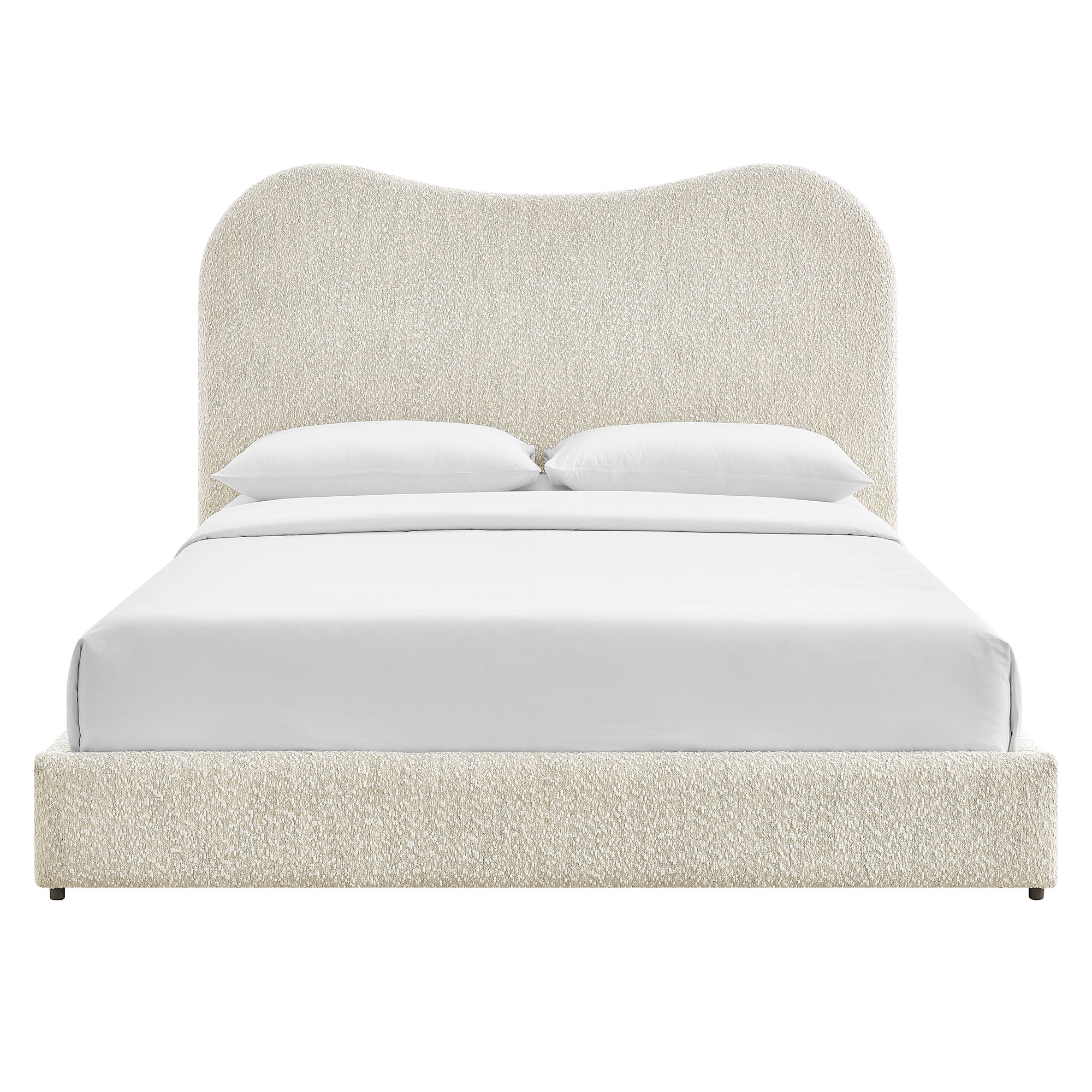 Seluna Boucle Queen Platform Bed, Pearl