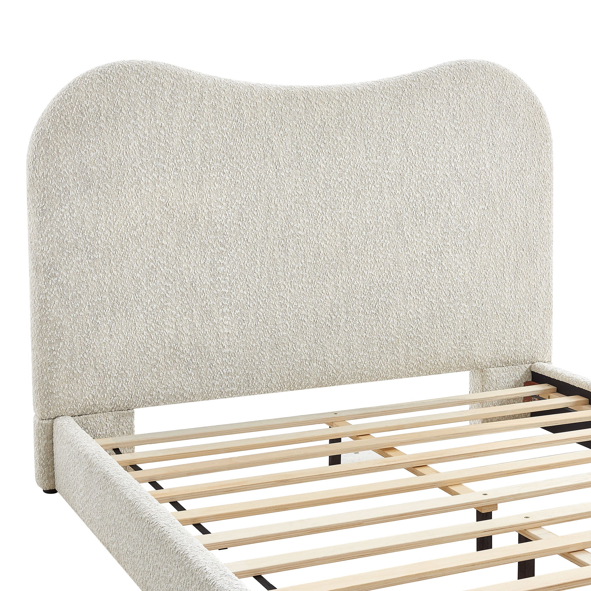 Seluna Boucle Queen Platform Bed, Pearl