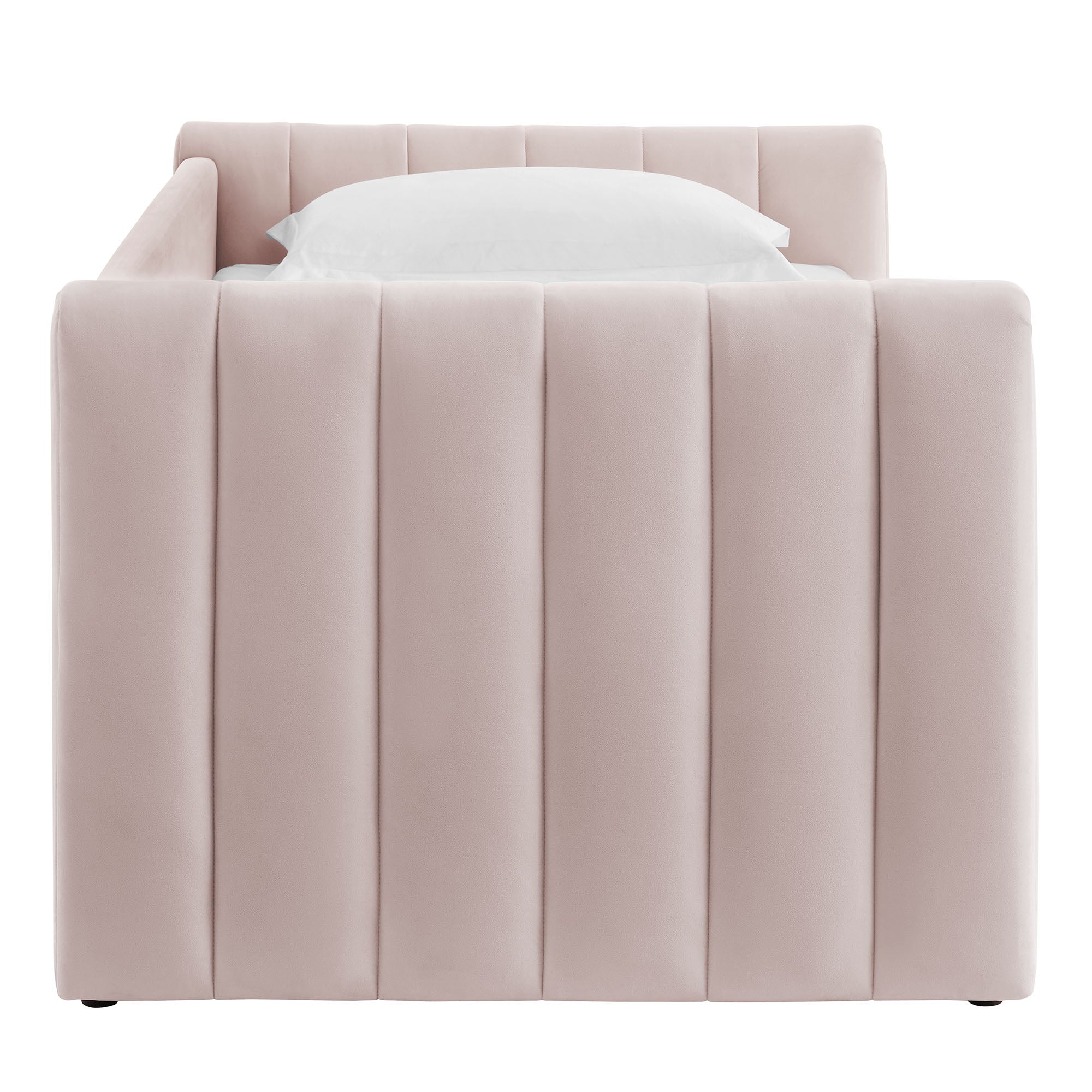 Veyla Channel Tufted Performance Velvet Twin Daybed With Trundle, Pink