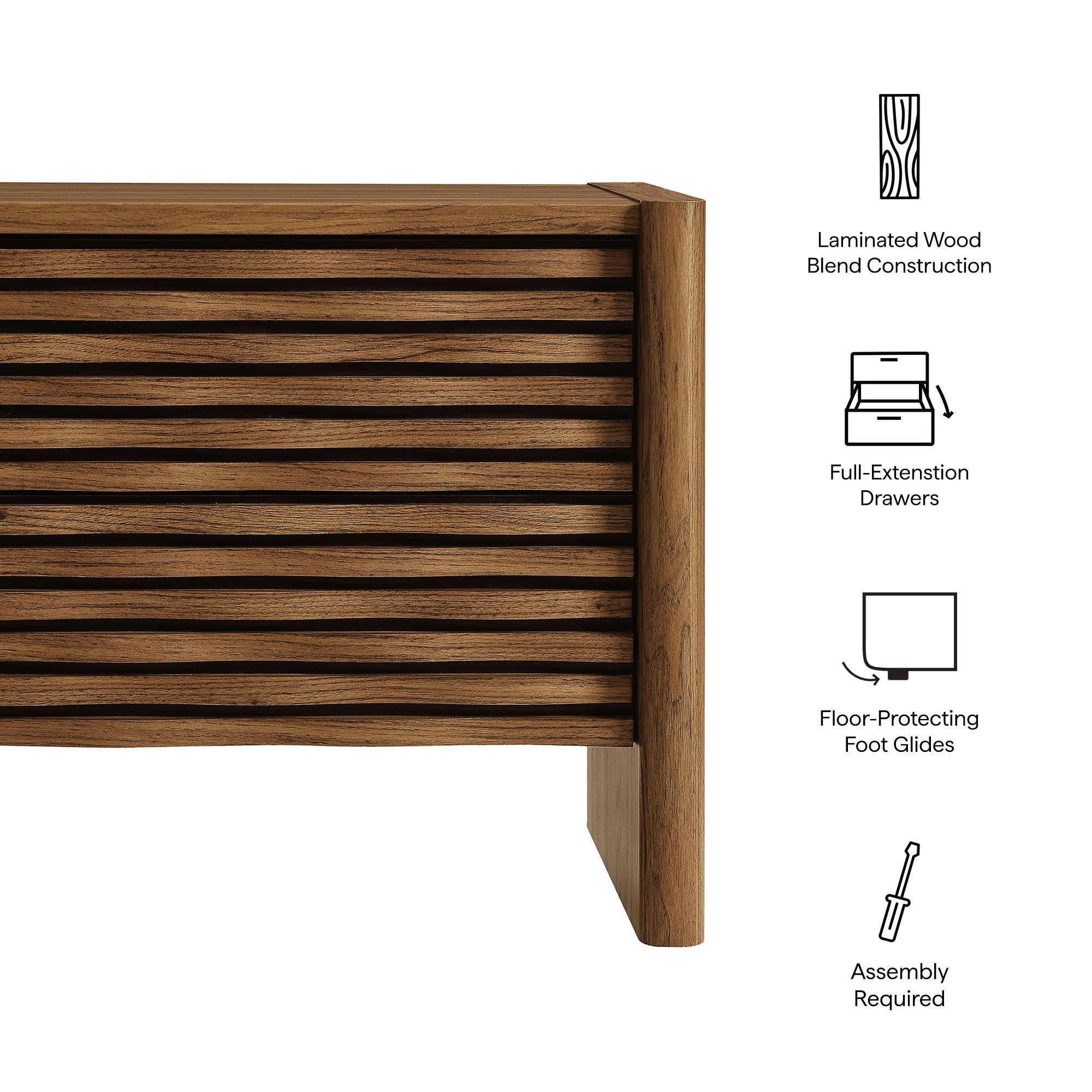 Emric Wave Nightstand, Walnut