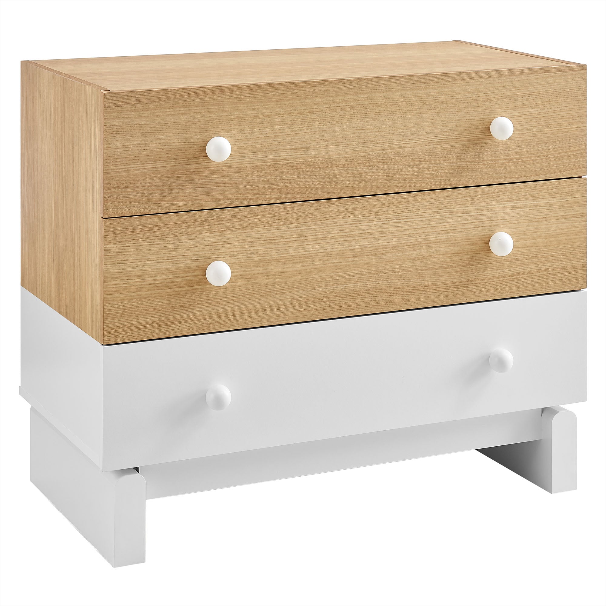 Nolia 3-Drawer Color Block Dresser, Oak White