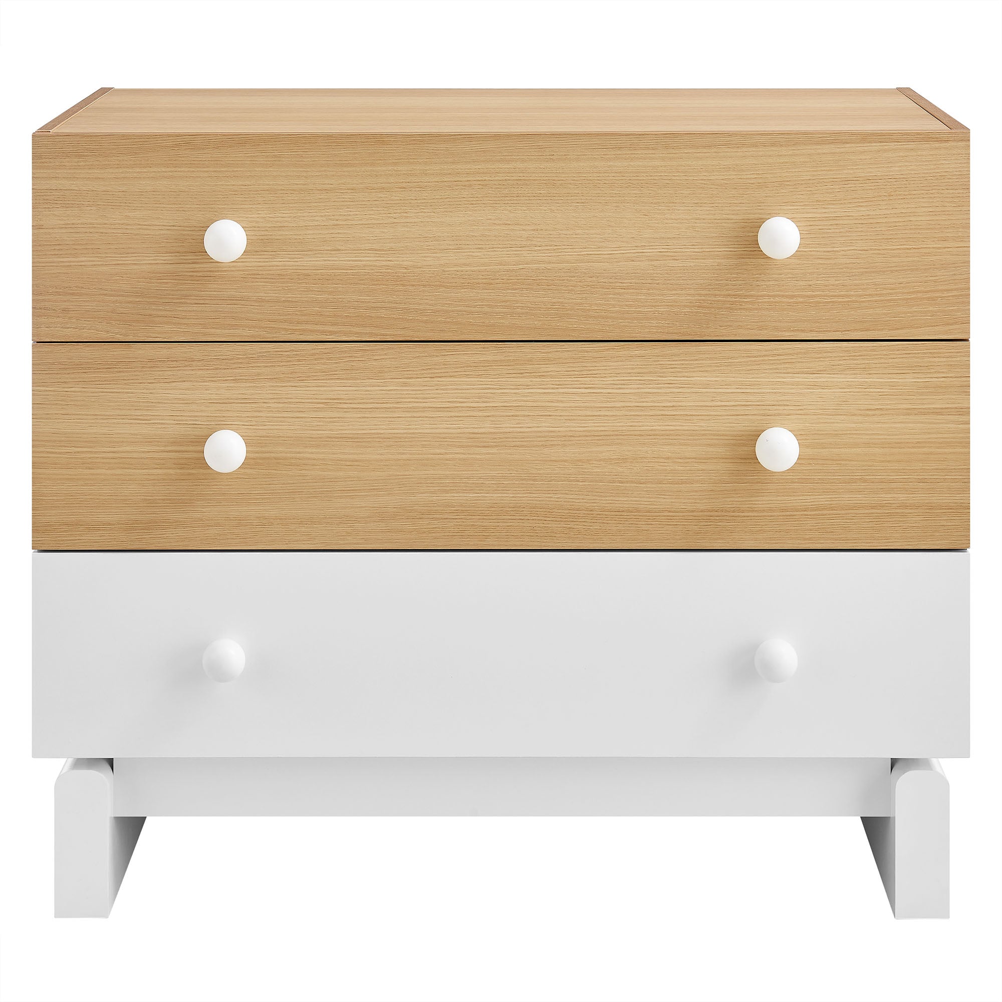 Nolia 3-Drawer Color Block Dresser, Oak White