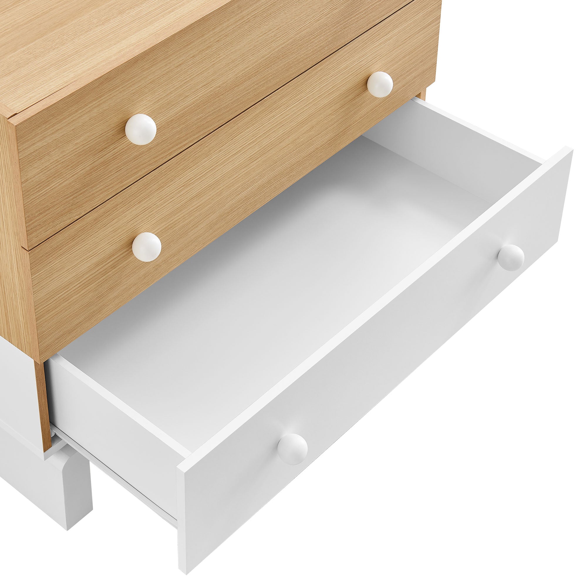 Nolia 3-Drawer Color Block Dresser, Oak White