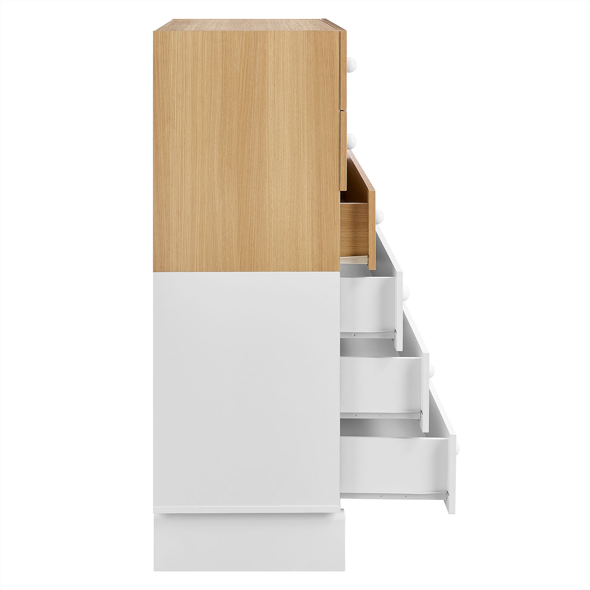Nolia 6-Drawer Color Block Dresser Chest, Oak White