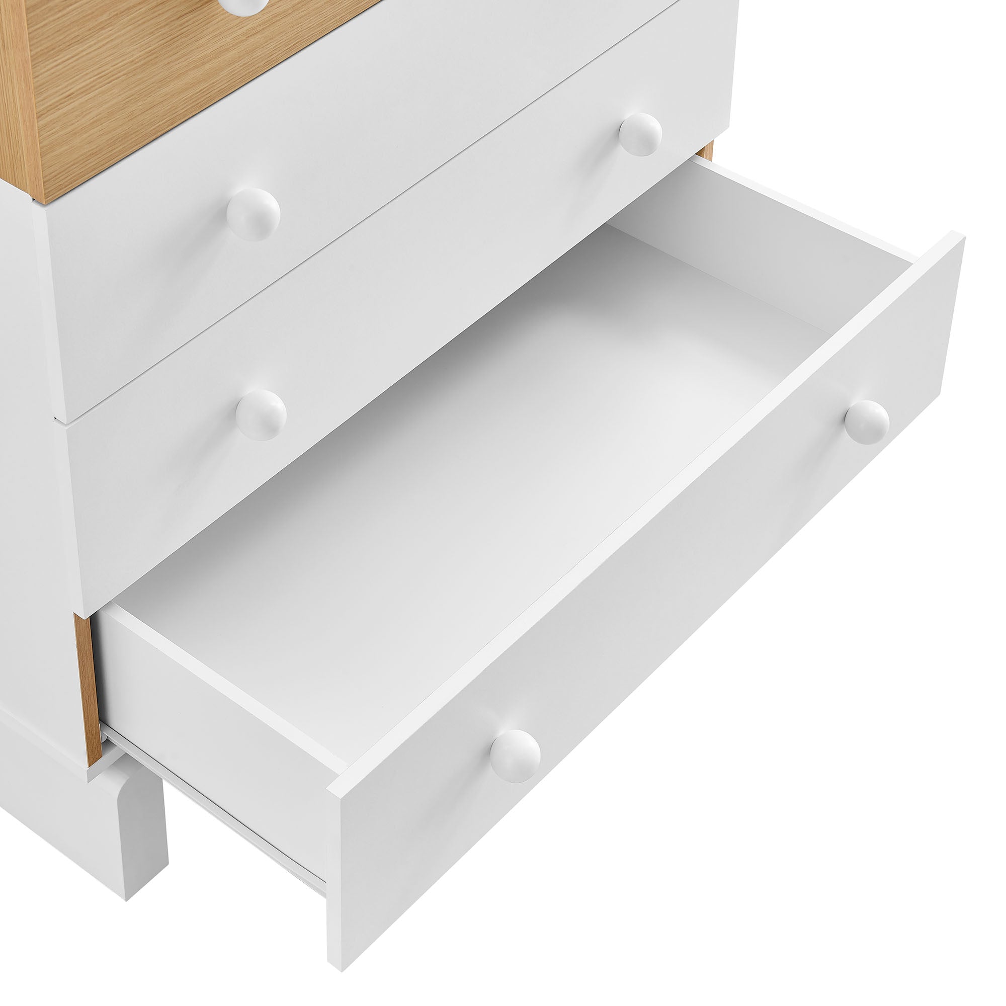 Nolia 6-Drawer Color Block Dresser Chest, Oak White