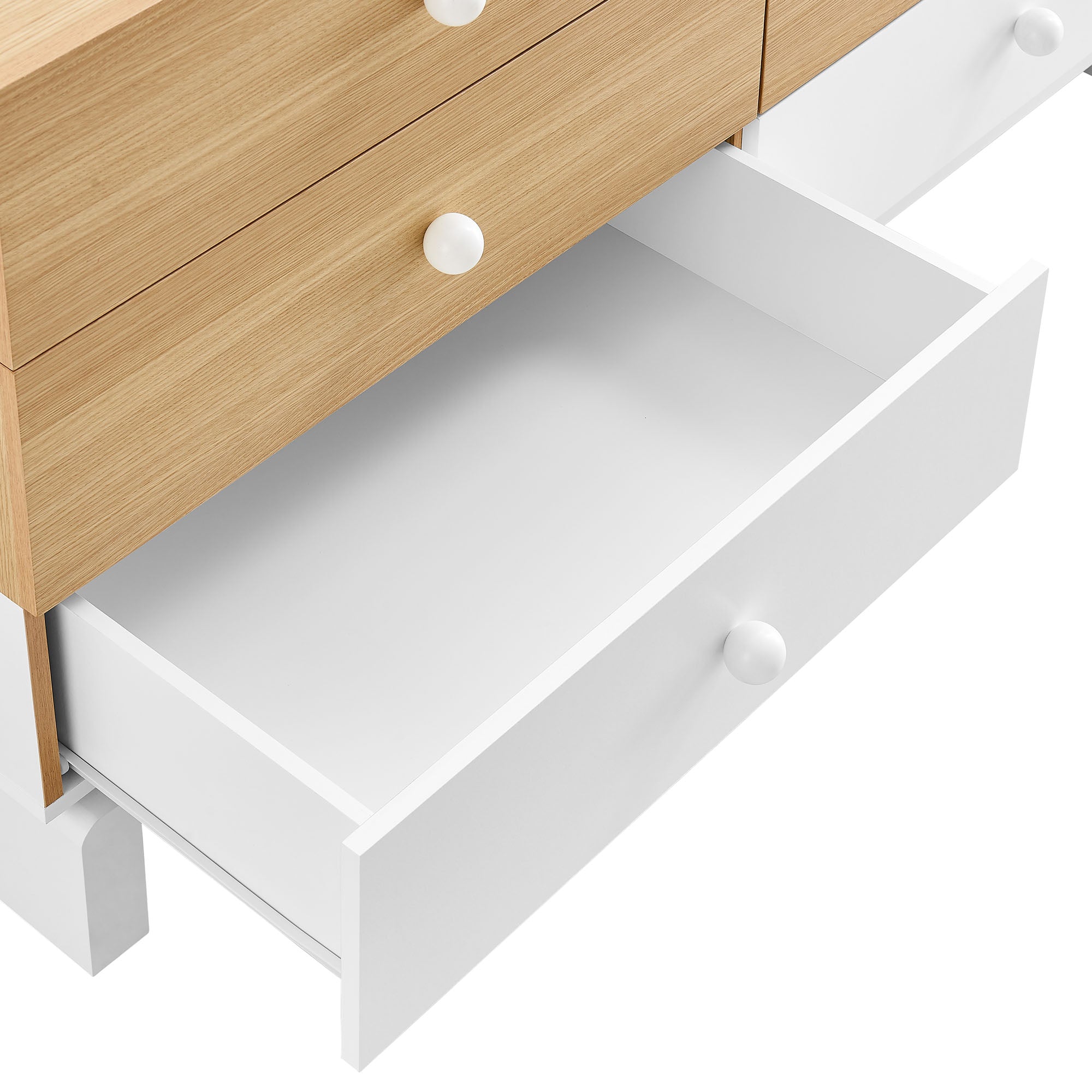 Nolia 6-Drawer Color Block Dresser, Oak White