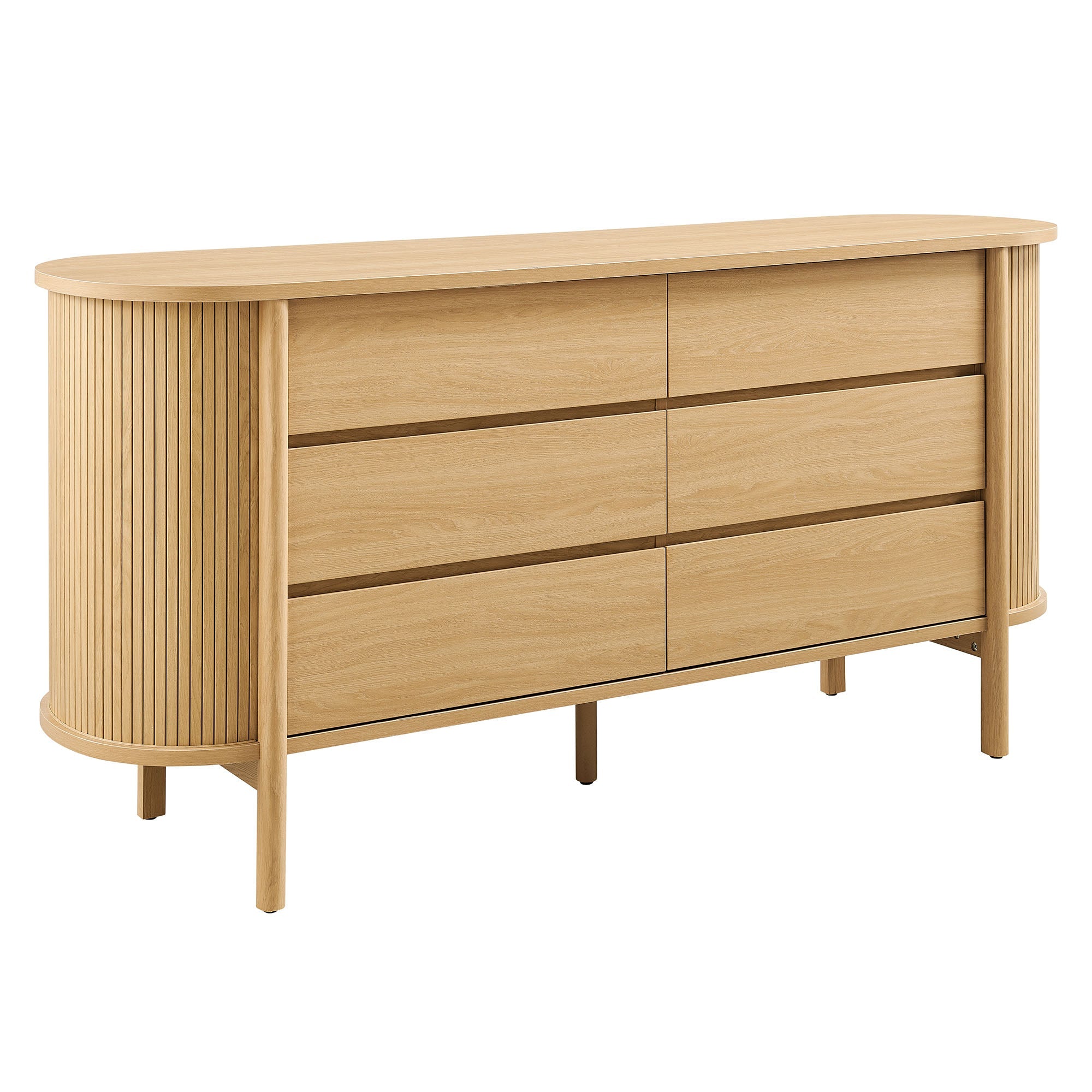 Cadence 6-Drawer Curved Dresser, Oak