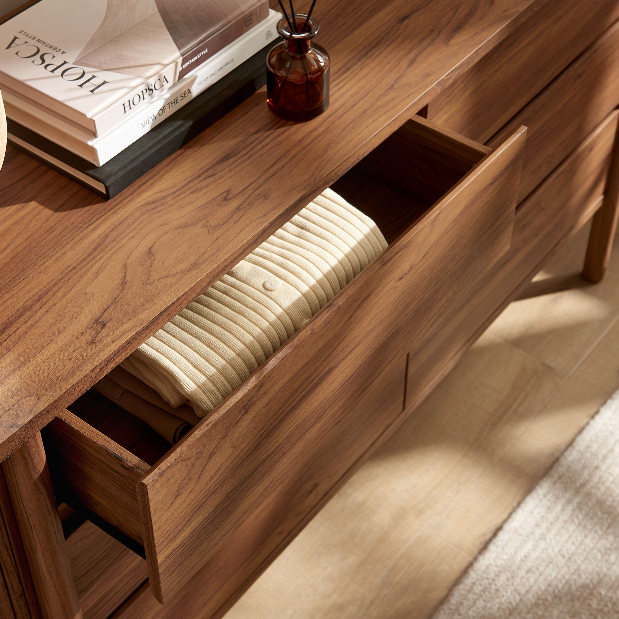 Cadence 6-Drawer Curved Dresser, Walnut