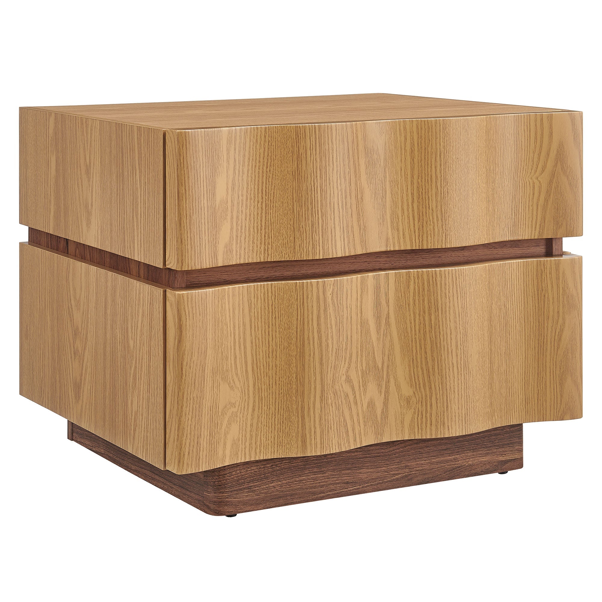 Isola 2 Drawer Nightstand, Light Oak Walnut