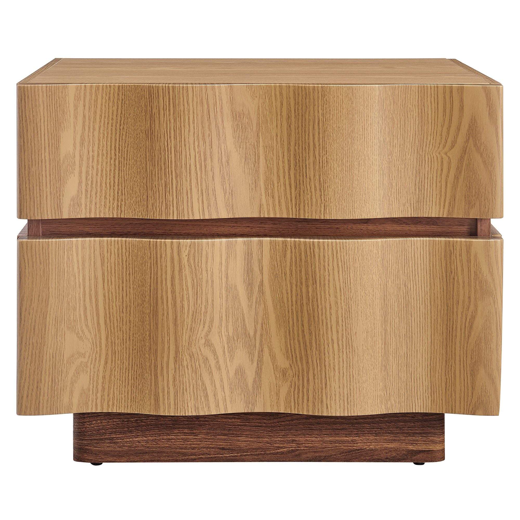 Isola 2 Drawer Nightstand, Light Oak Walnut