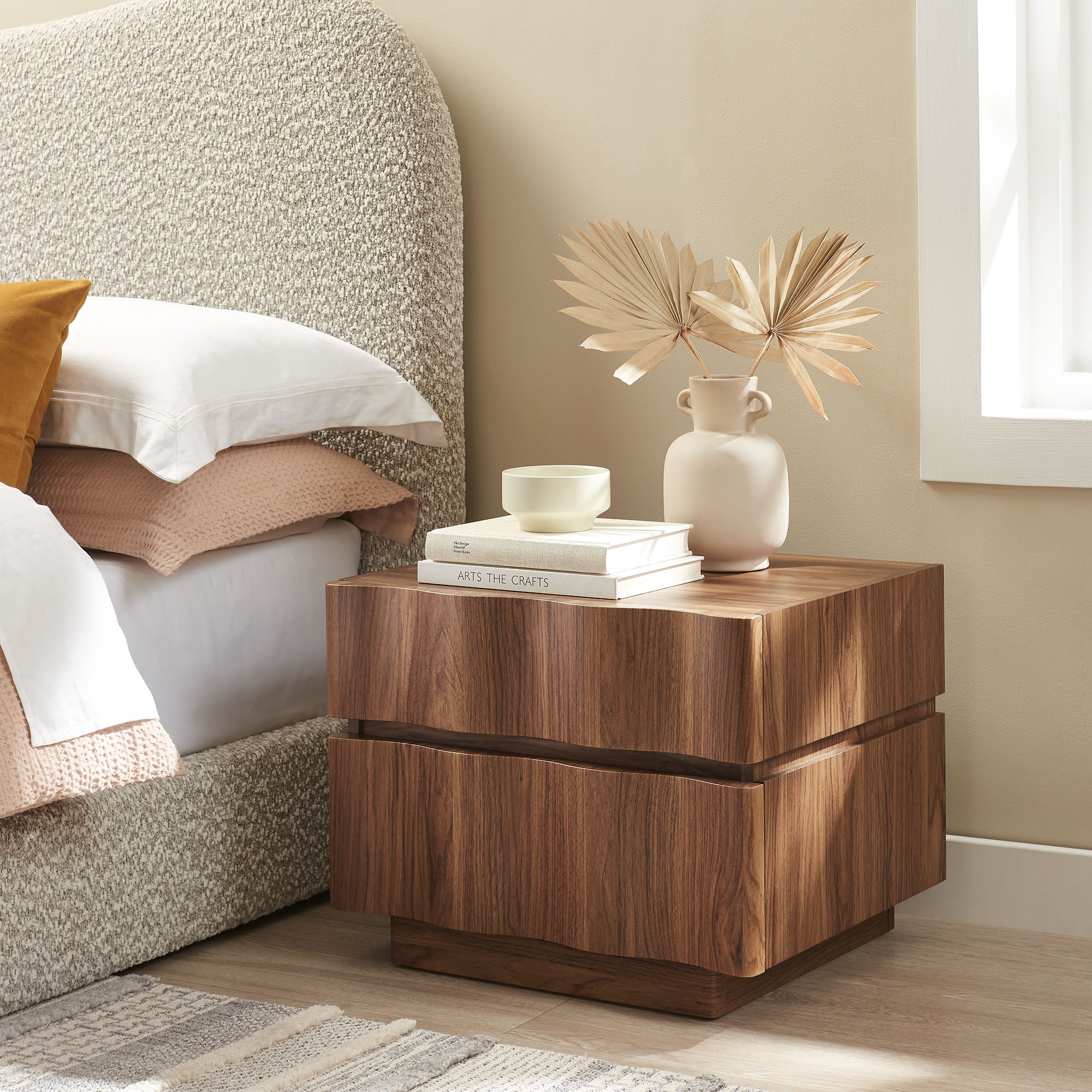Isola 2 Drawer Nightstand, Walnut