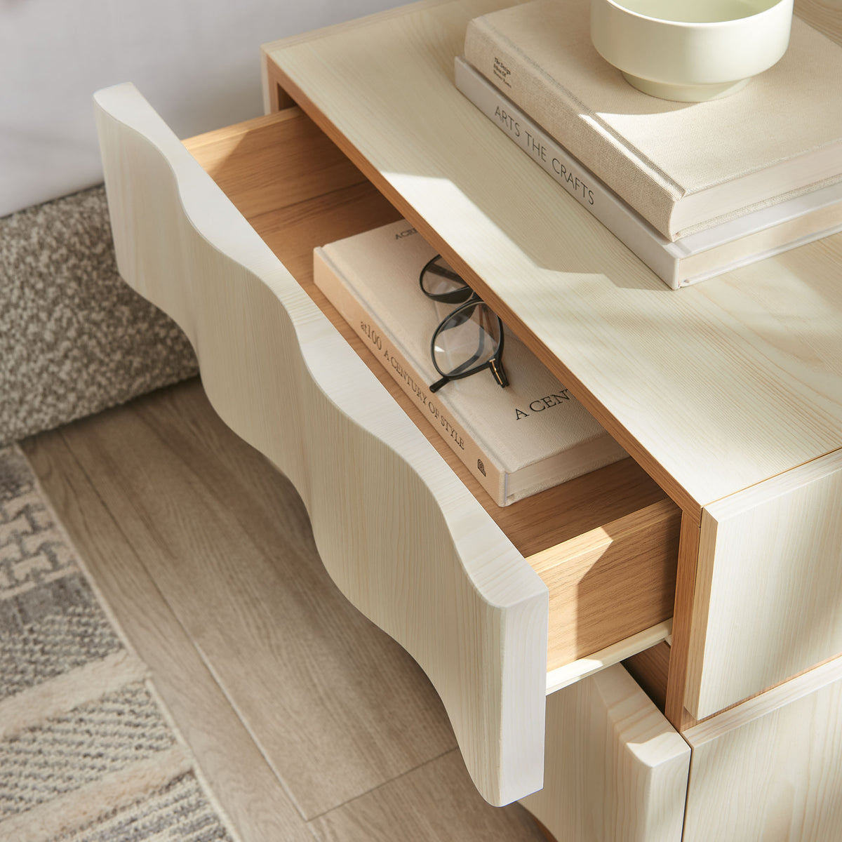 Isola 2 Drawer Nightstand, White Light Oak