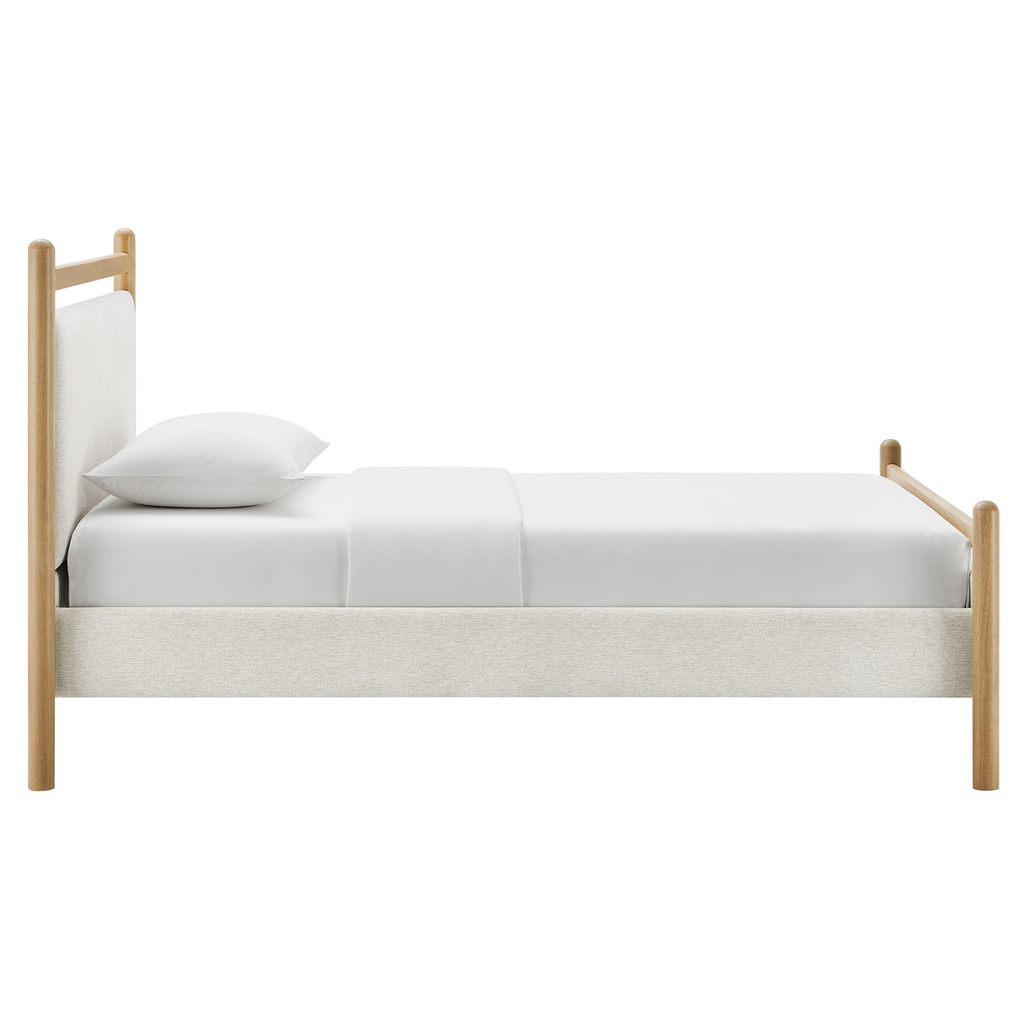Ginny Twin Size Platform Bed Frame, Light Oak Heathered Ivory