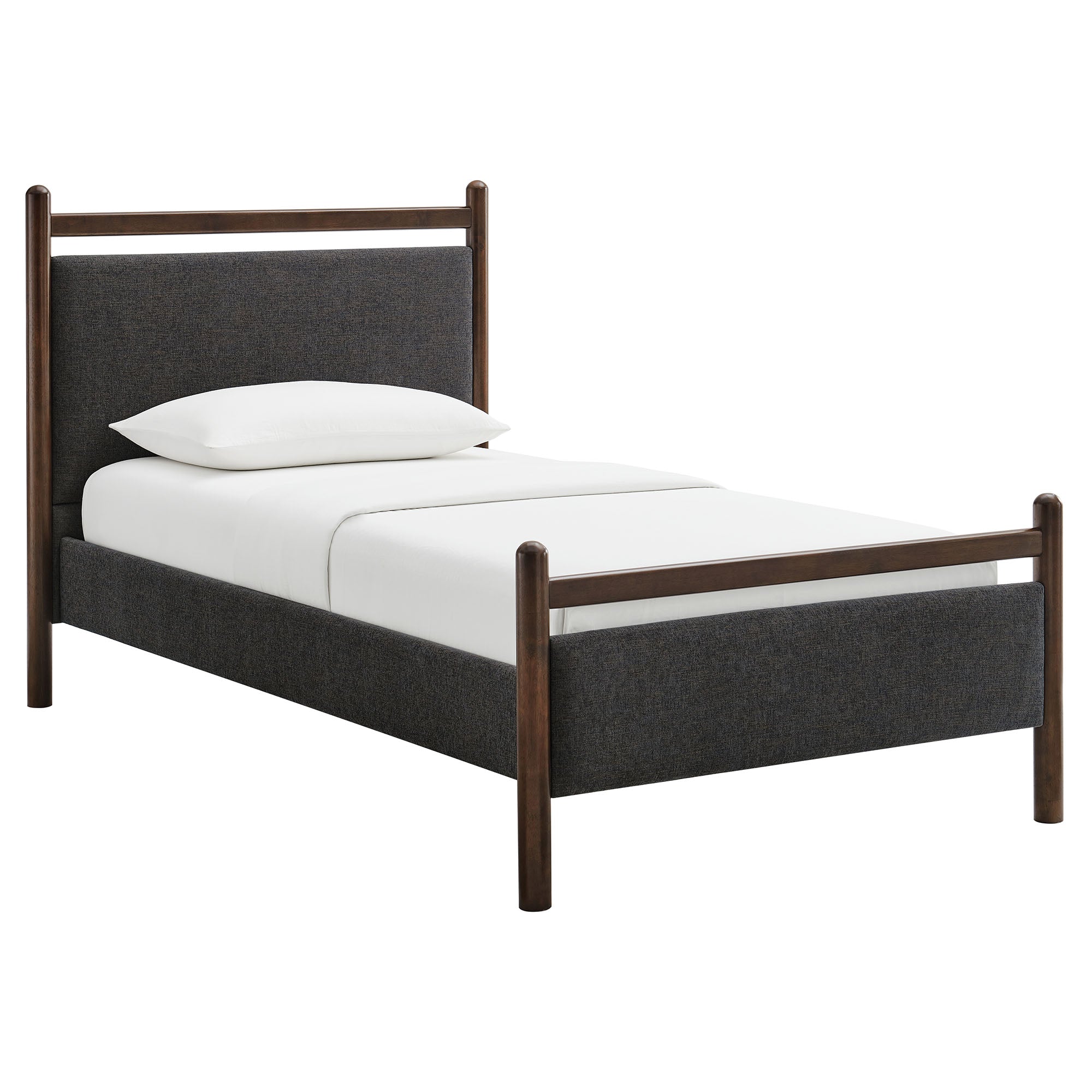 Ginny Twin Size Platform Bed Frame, Wenge Heathered Dark Gray