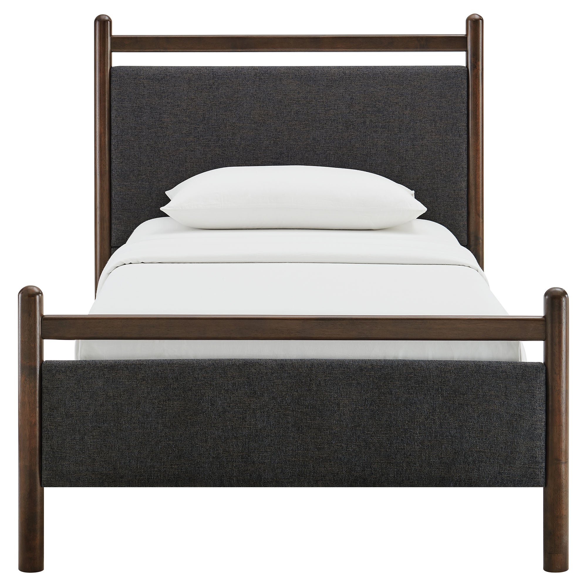 Ginny Twin Size Platform Bed Frame, Wenge Heathered Dark Gray
