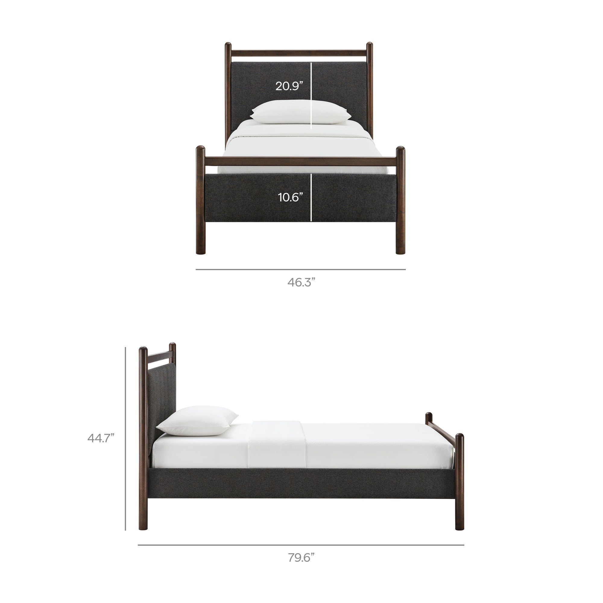 Ginny Twin Size Platform Bed Frame, Wenge Heathered Dark Gray