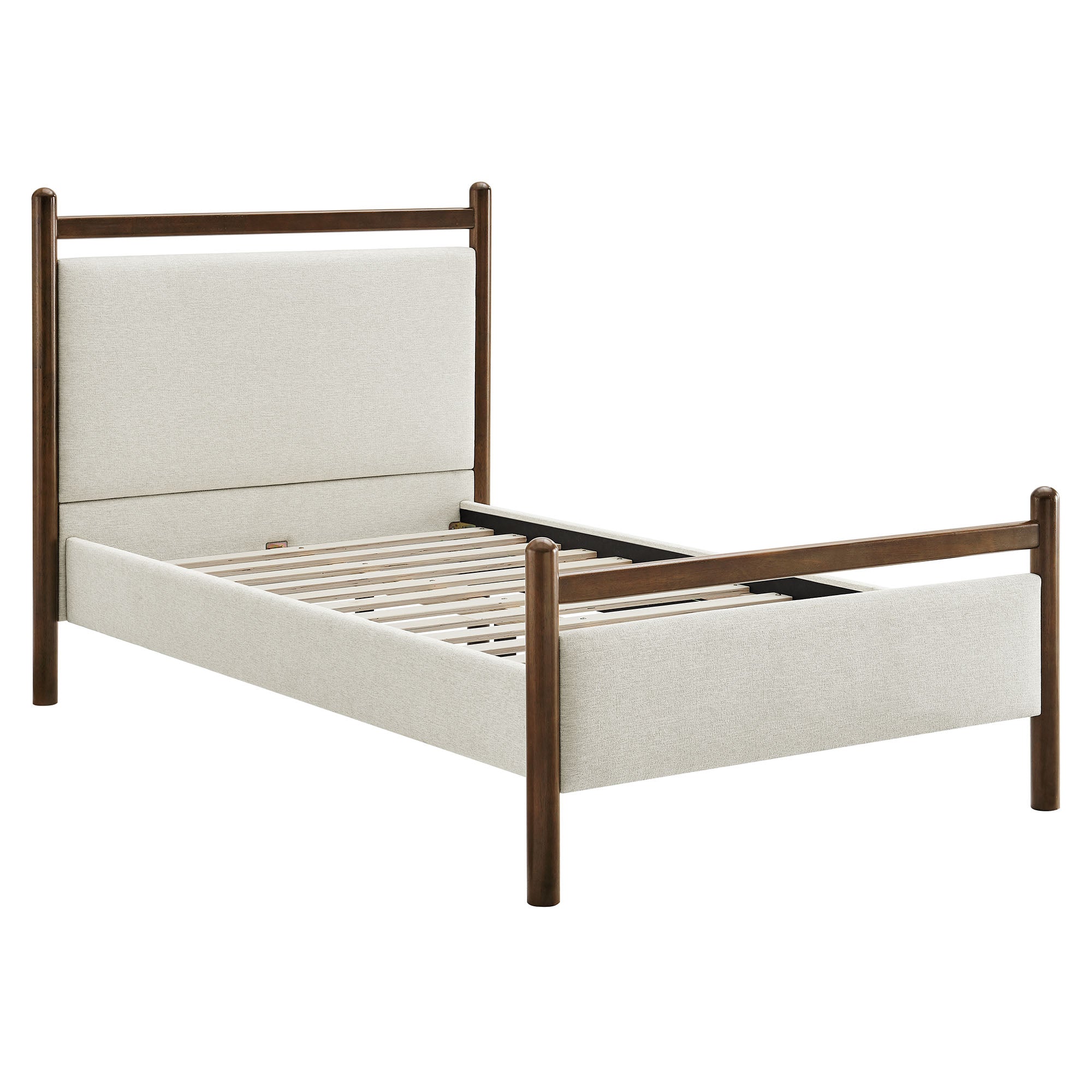 Ginny Twin Size Platform Bed Frame, Wenge Heathered Ivory