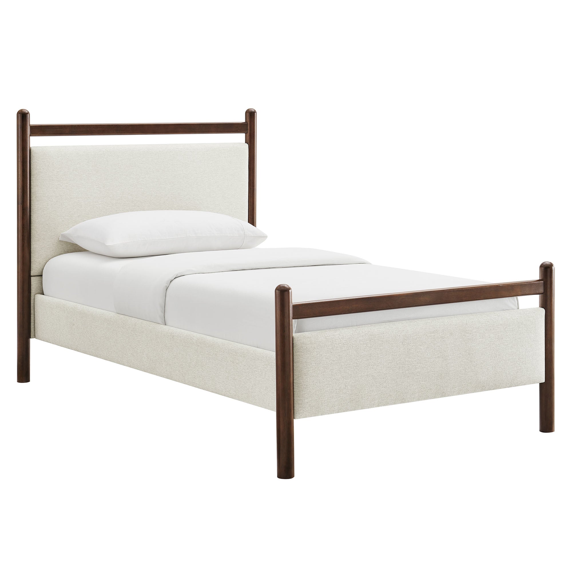 Ginny Twin Size Platform Bed Frame, Wenge Heathered Ivory