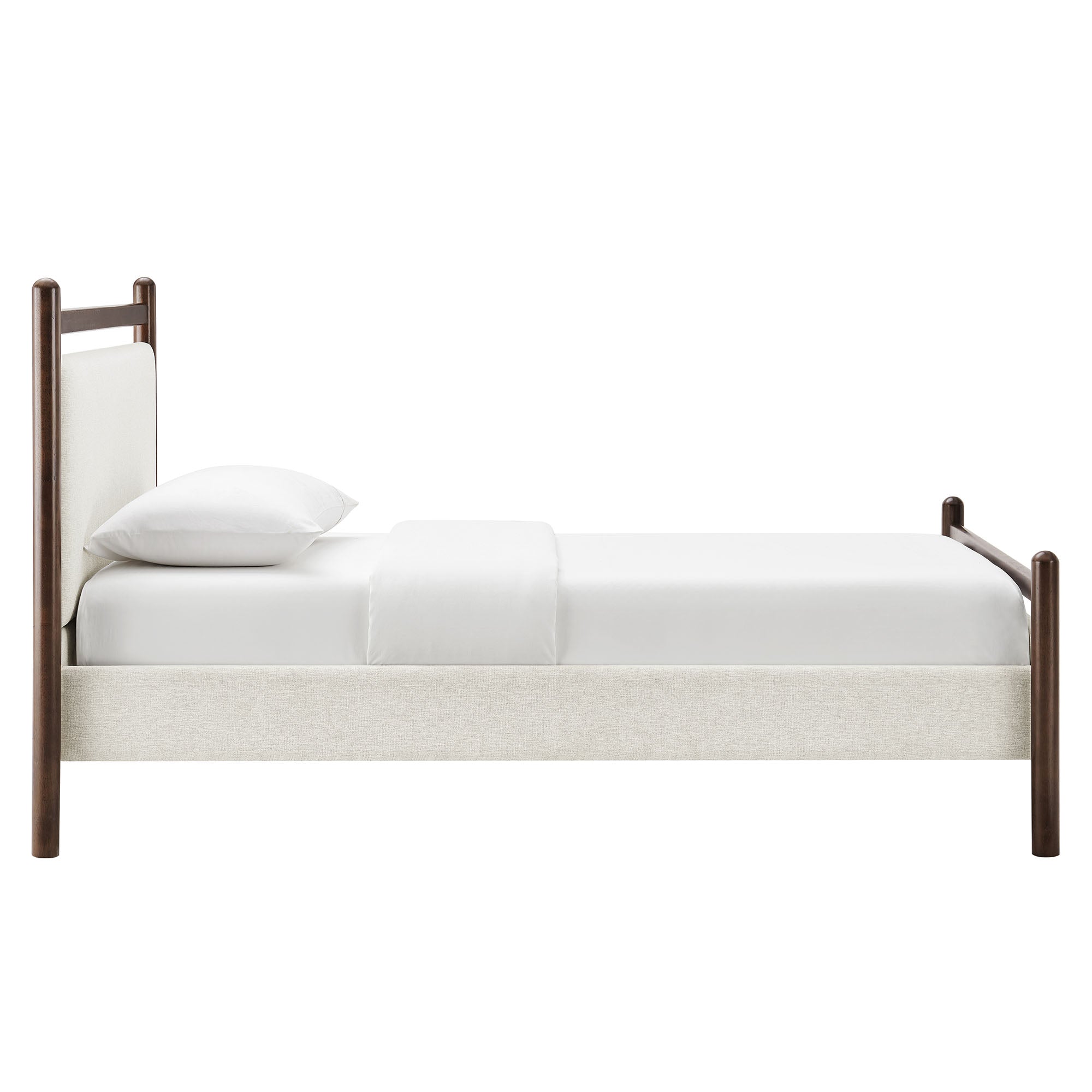 Ginny Twin Size Platform Bed Frame, Wenge Heathered Ivory