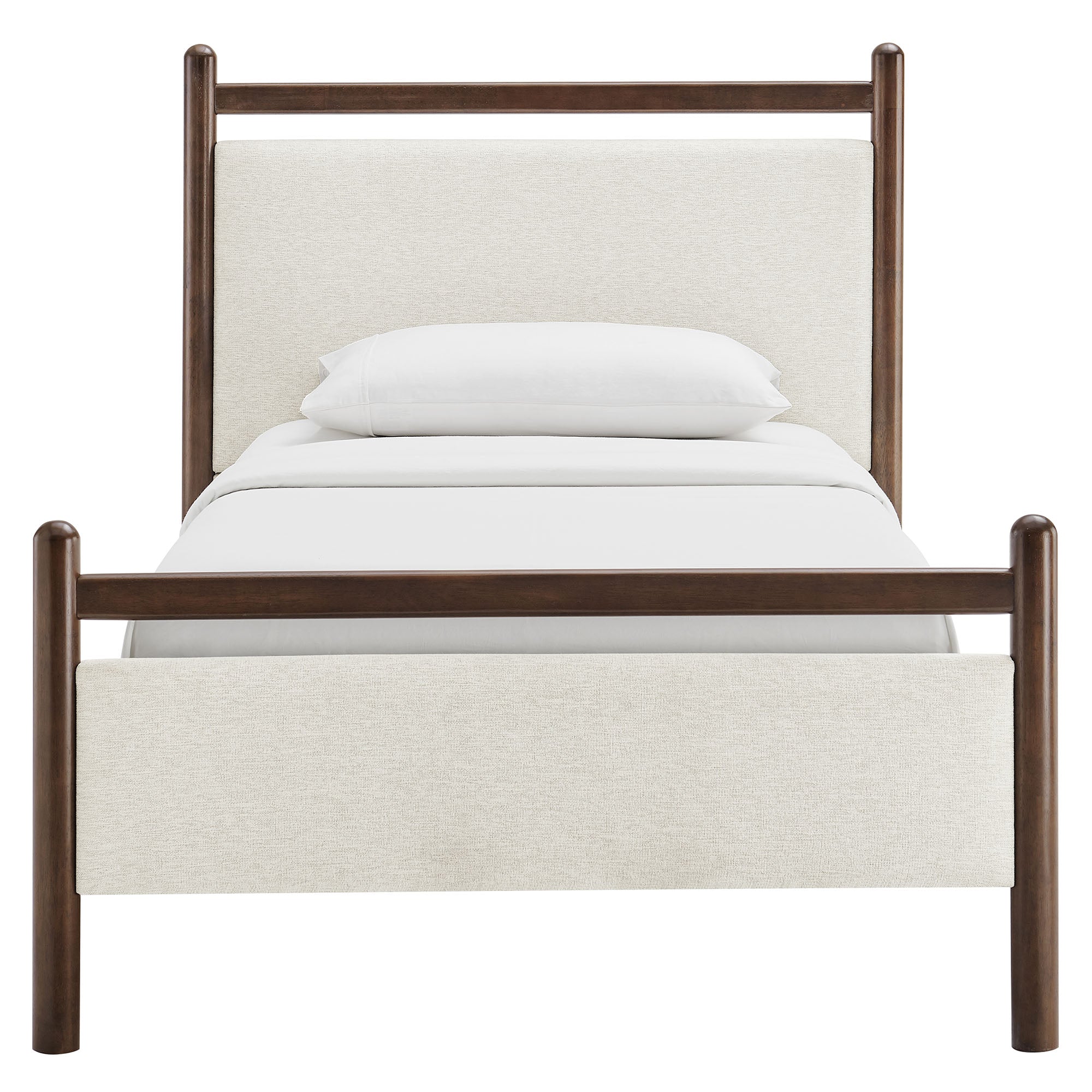 Ginny Twin Size Platform Bed Frame, Wenge Heathered Ivory