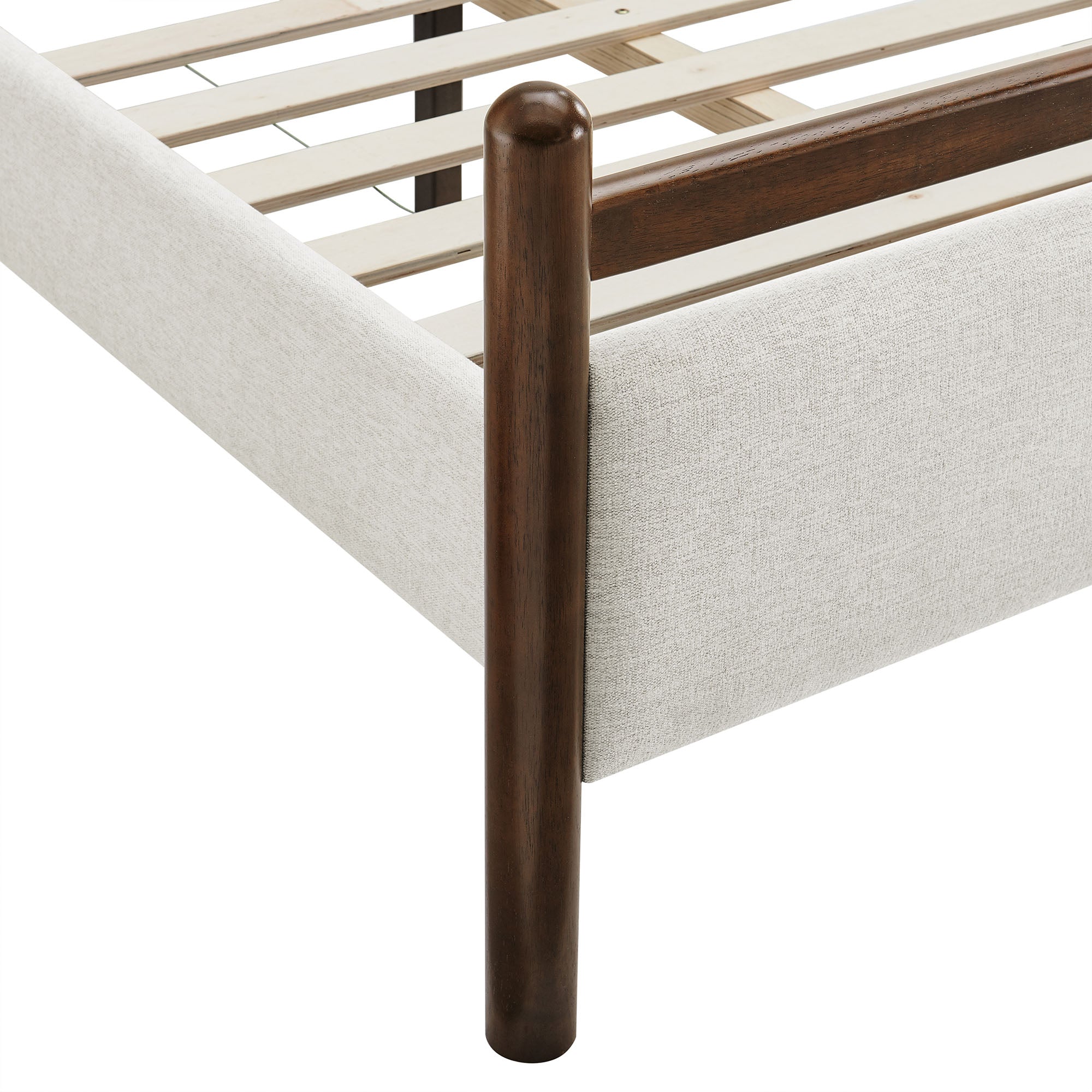 Ginny Twin Size Platform Bed Frame, Wenge Heathered Ivory
