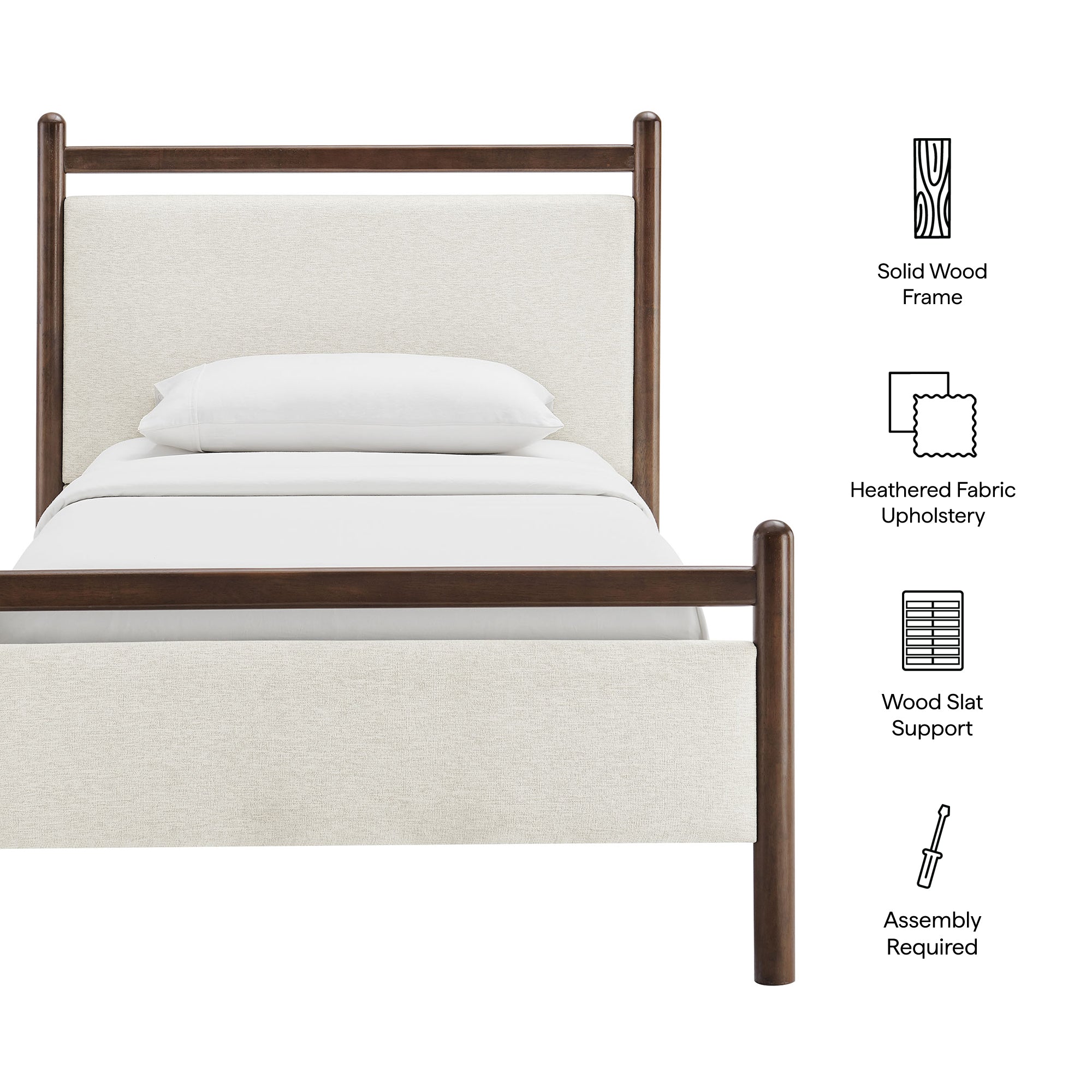 Ginny Twin Size Platform Bed Frame, Wenge Heathered Ivory
