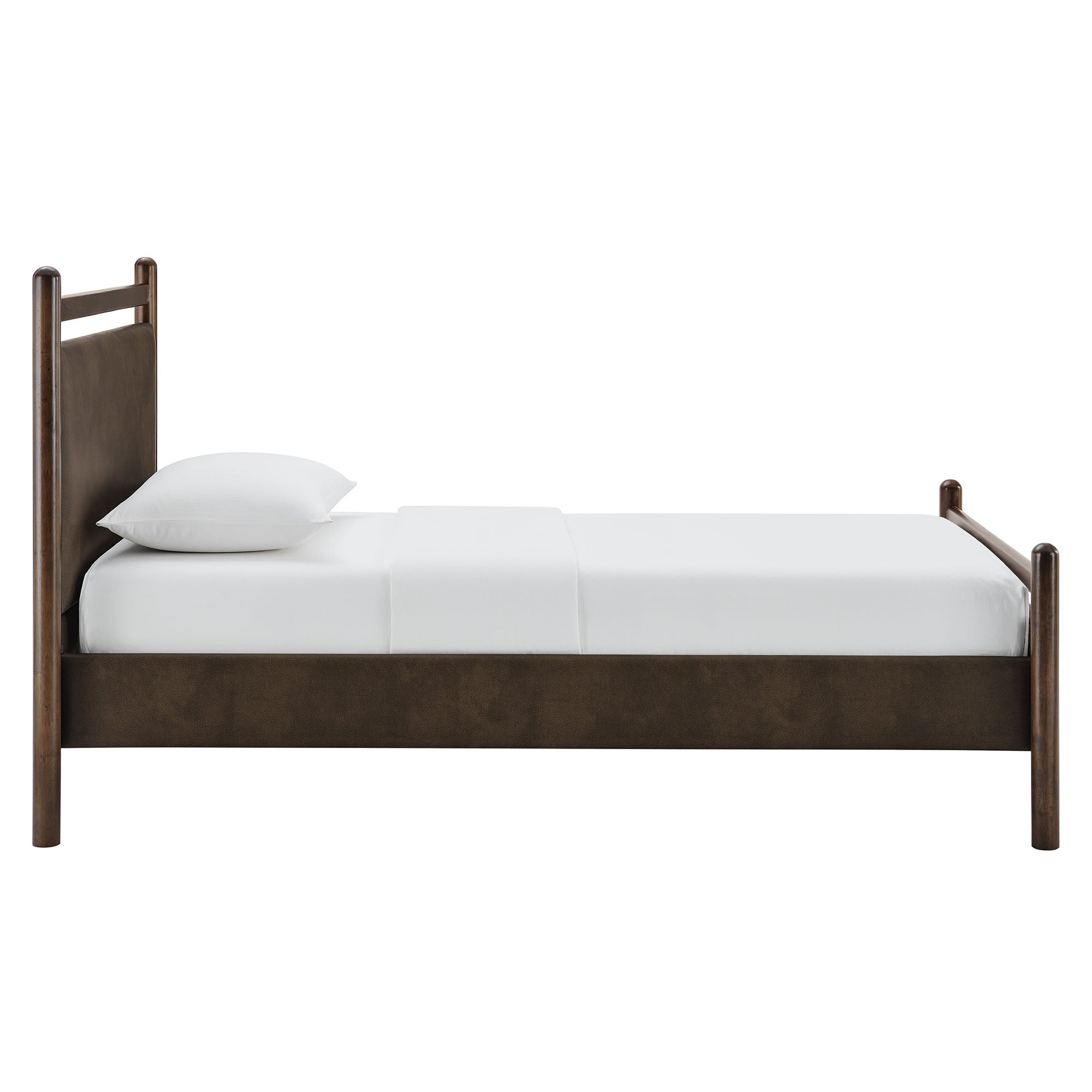 Ginny Twin Size Vegan Leather Platform Bed Frame, Wenge Mushroom