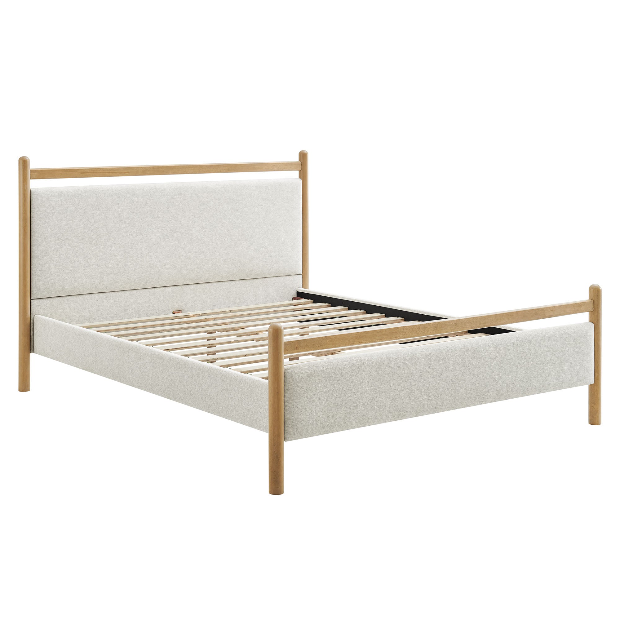 Ginny Full Size Platform Bed Frame, Light Oak Heathered Ivory