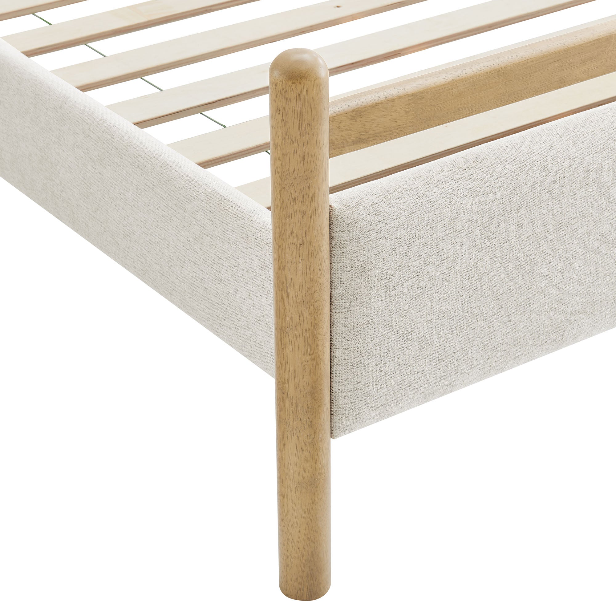Ginny Full Size Platform Bed Frame, Light Oak Heathered Ivory