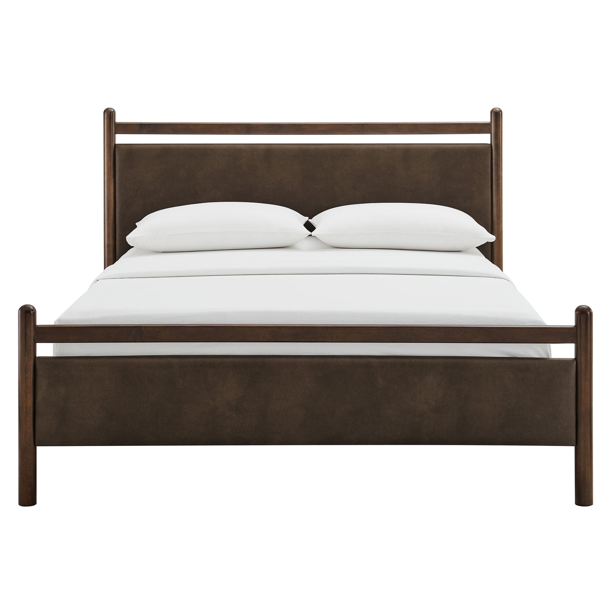 Ginny Full Size Vegan Leather Platform Bed Frame, Wenge Mushroom