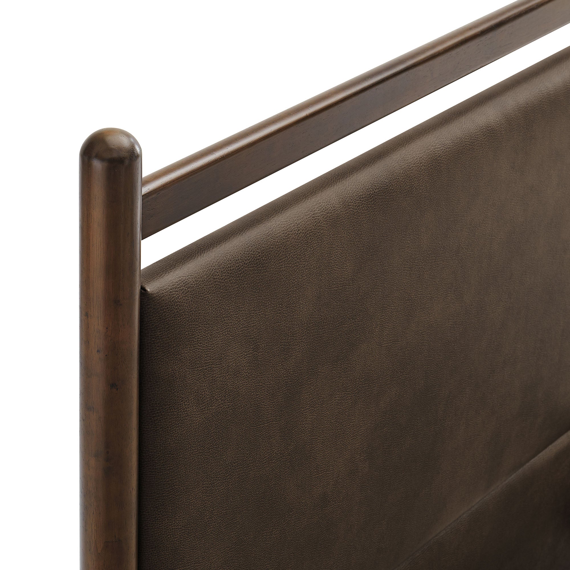 Ginny Full Size Vegan Leather Platform Bed Frame, Wenge Mushroom