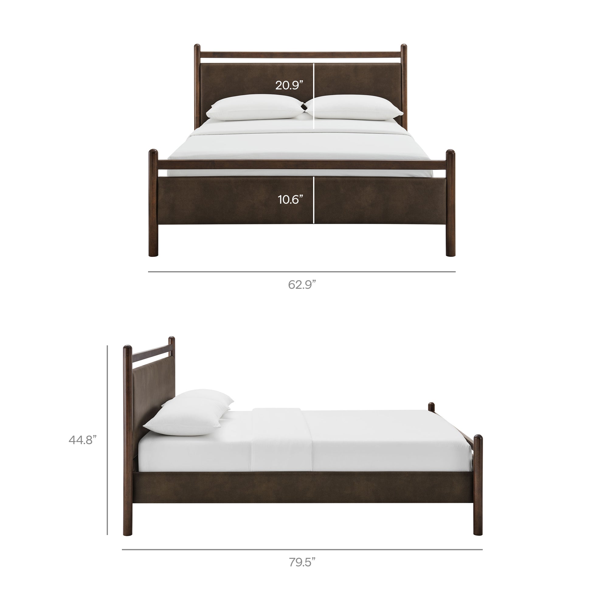 Ginny Full Size Vegan Leather Platform Bed Frame, Wenge Mushroom