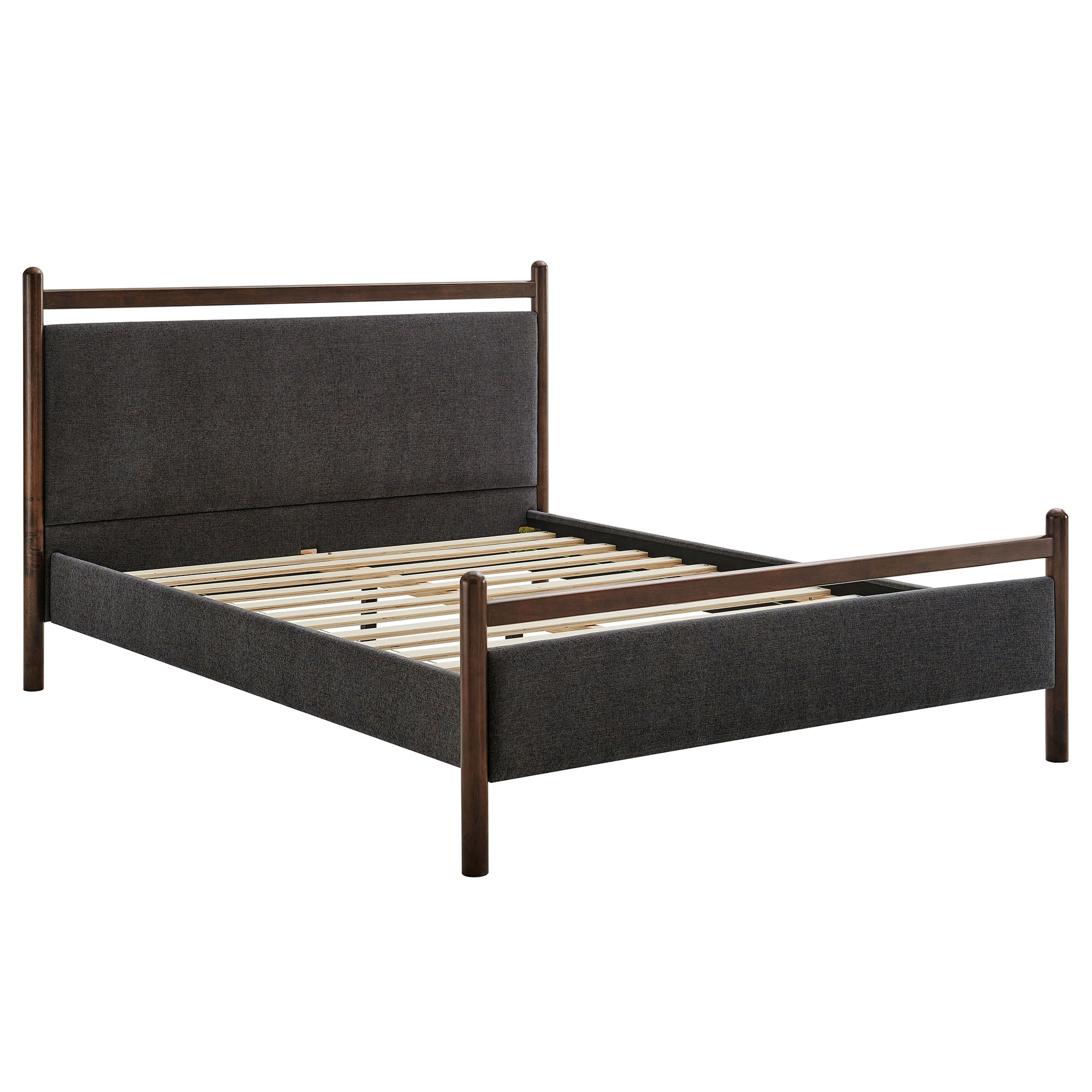 Ginny Queen Size Platform Bed Frame, Wenge Heathered Dark Gray