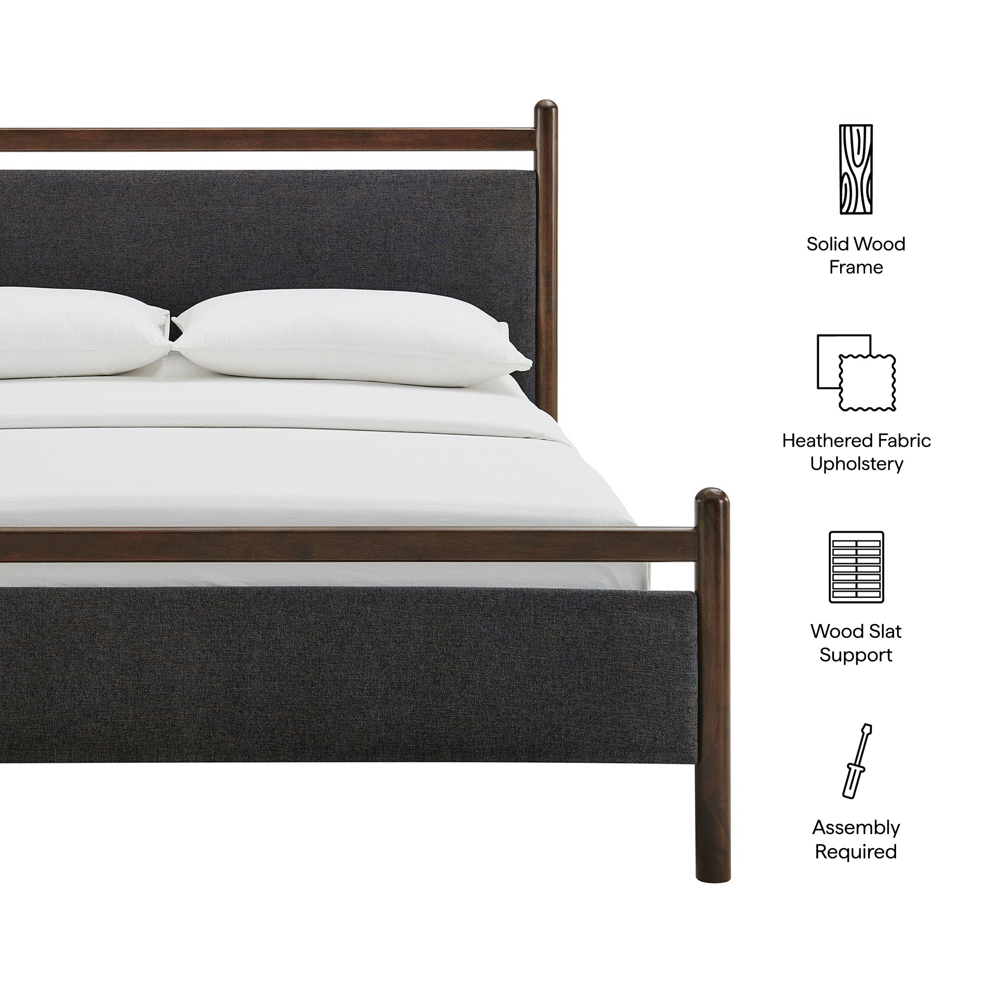 Ginny Queen Size Platform Bed Frame, Wenge Heathered Dark Gray