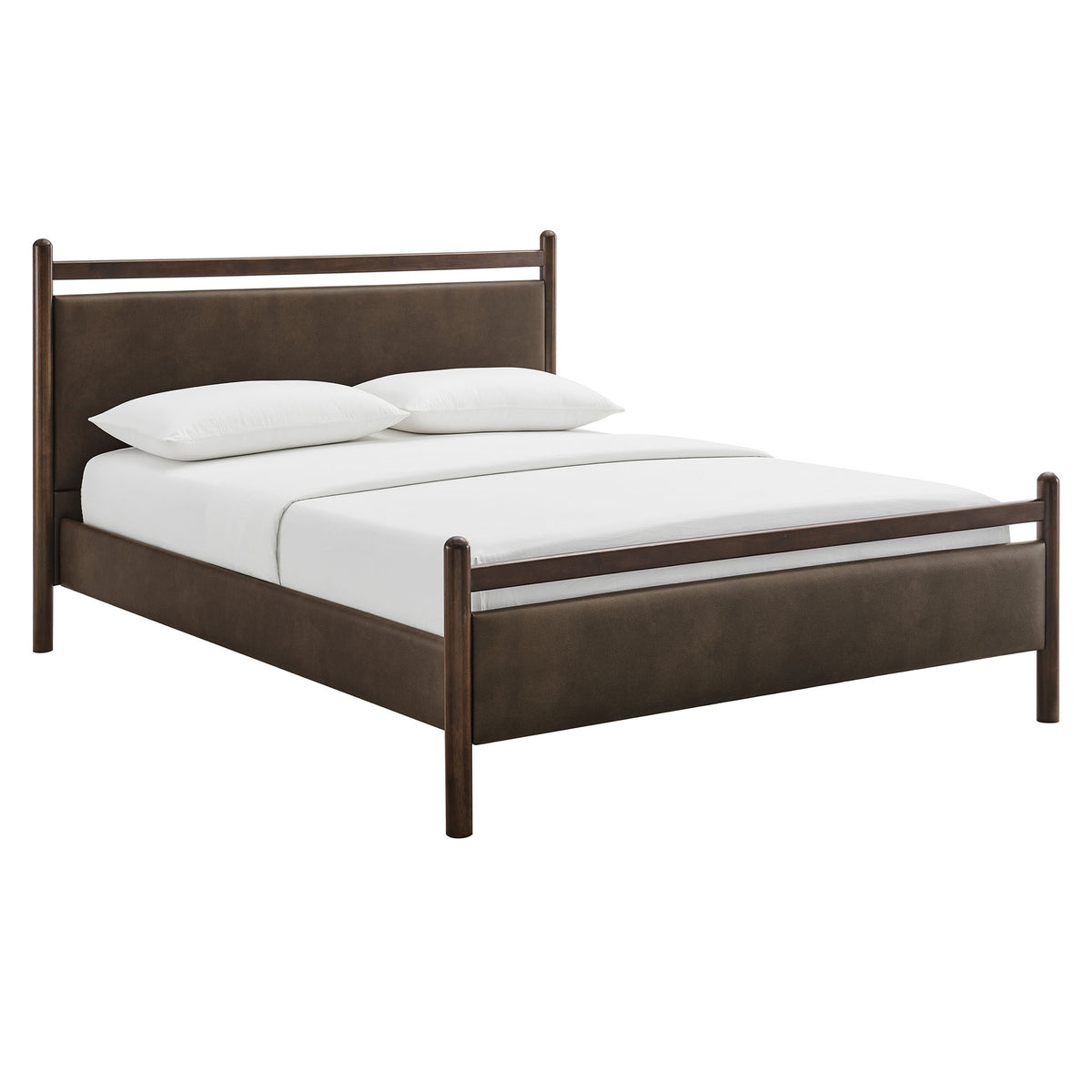 Ginny Queen Size Vegan Leather Platform Bed Frame, Wenge Mushroom