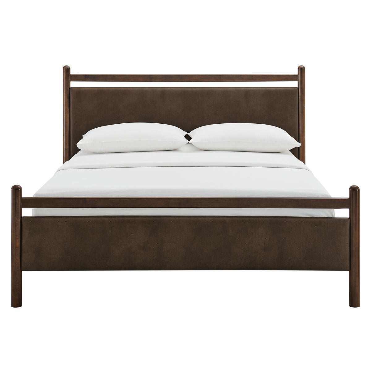 Ginny Queen Size Vegan Leather Platform Bed Frame, Wenge Mushroom