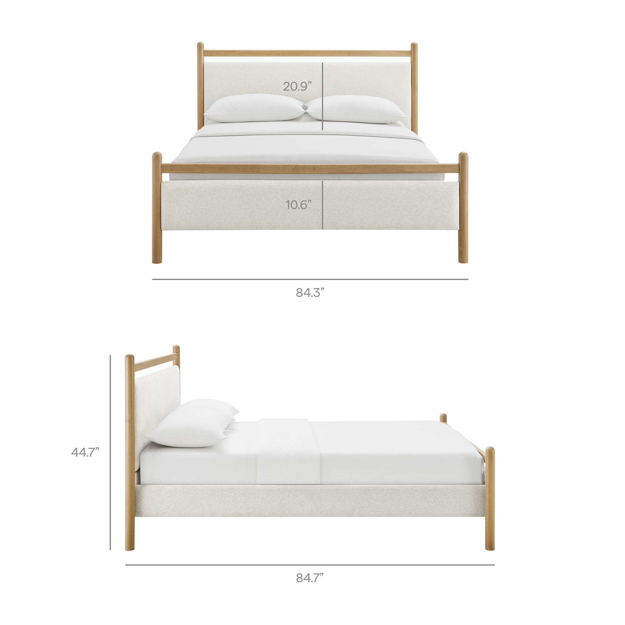 Ginny King Size Platform Bed Frame, Light Oak Heathered Ivory