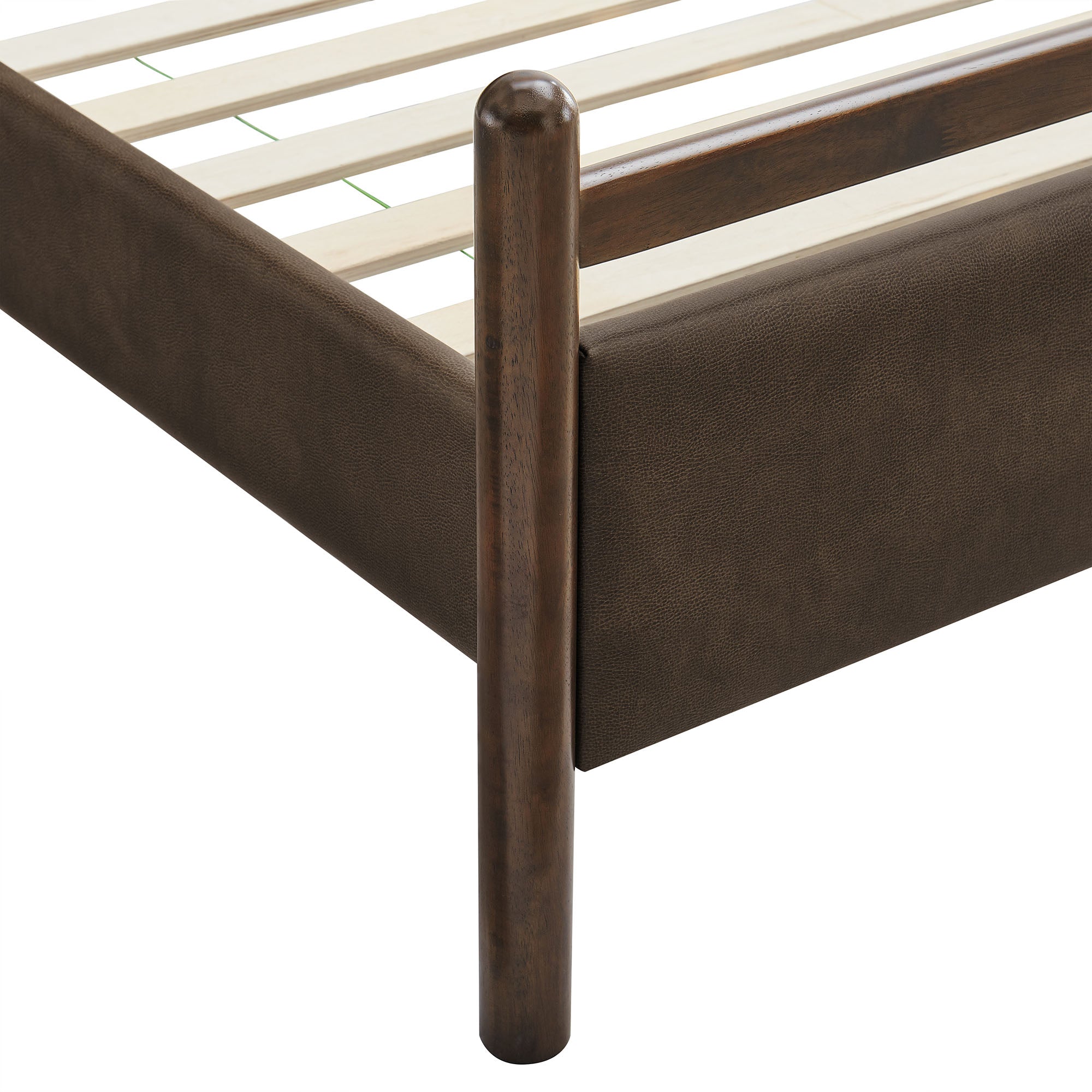 Ginny King Size Vegan Leather Platform Bed Frame, Wenge Mushroom