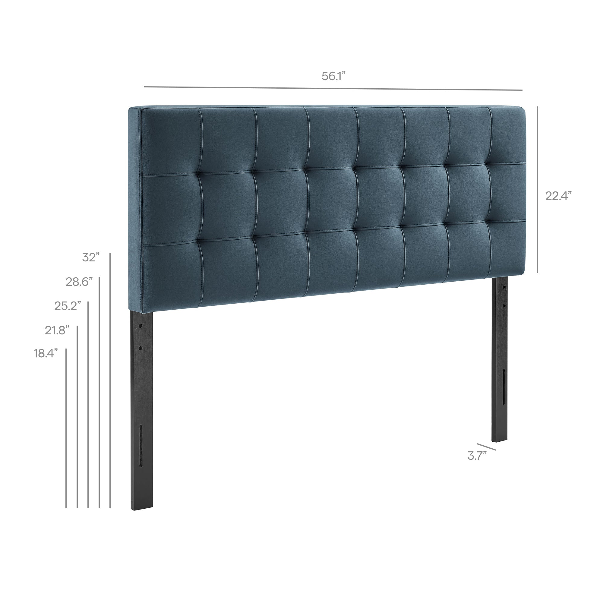 Lily Stain-Resistant Performance Velvet Full Size Headboard, Cadet Blue