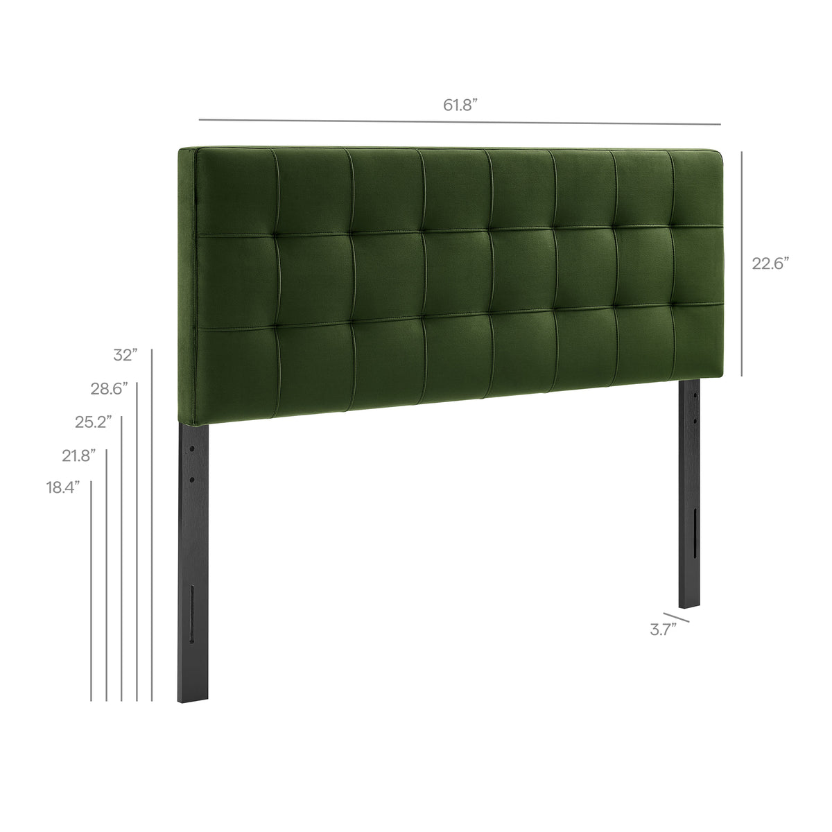 Lily Stain-Resistant Performance Velvet Queen Size Headboard, Moss Green