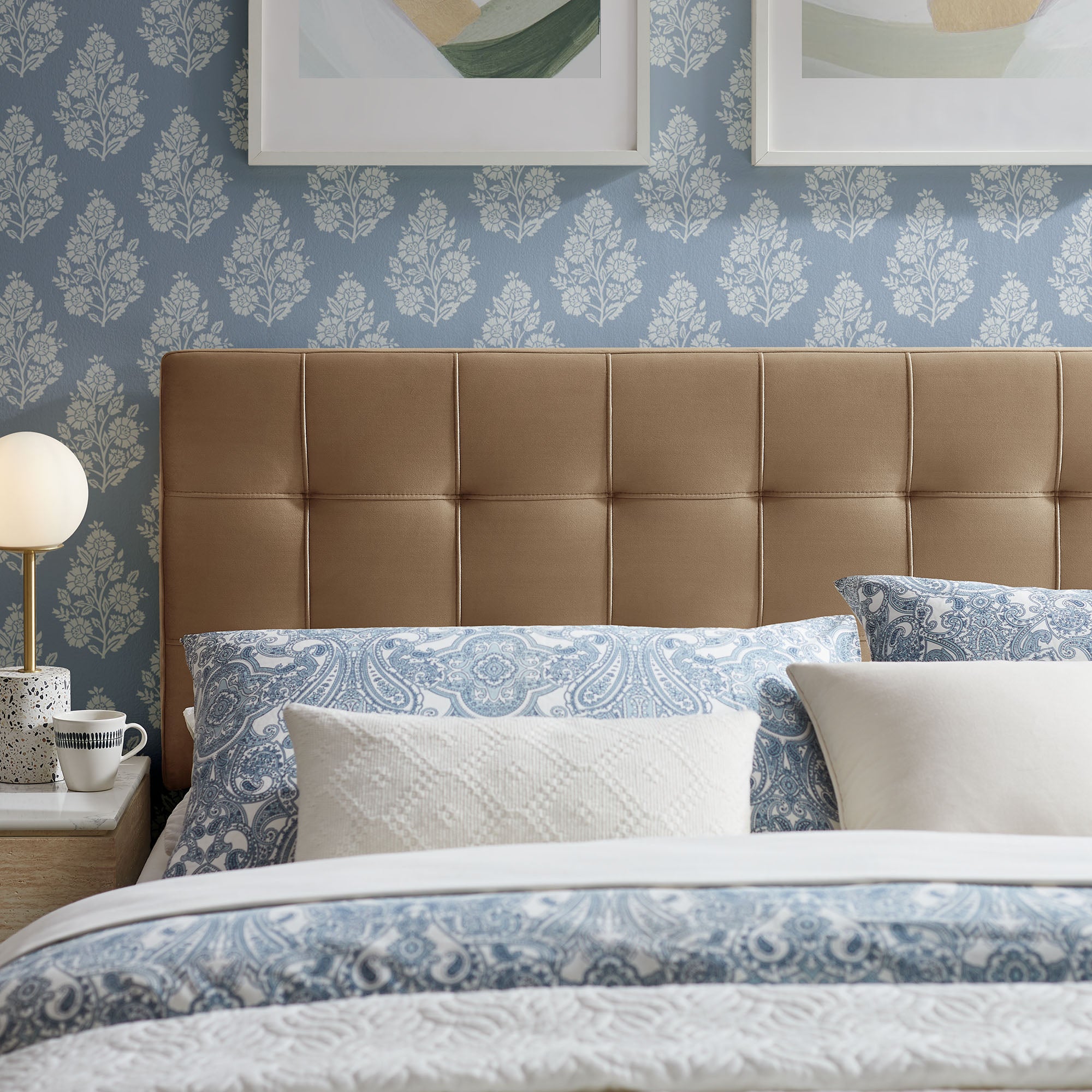 Lily Stain-Resistant Performance Velvet Queen Size Headboard, Taupe