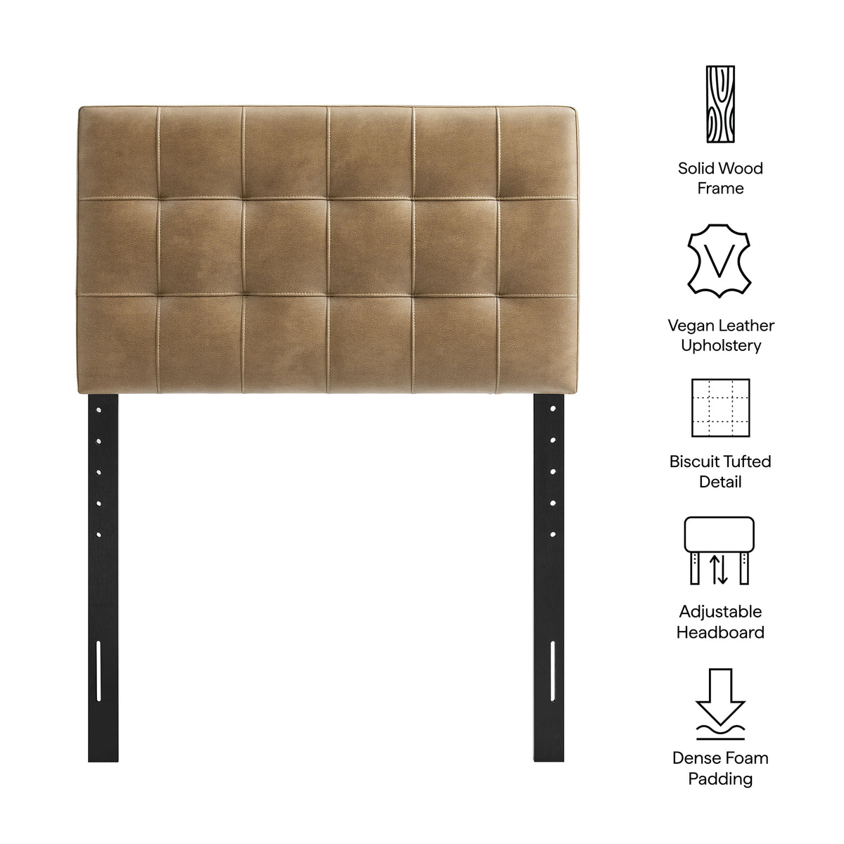 Lily Vegan Leather Twin Size Headboard, Toast